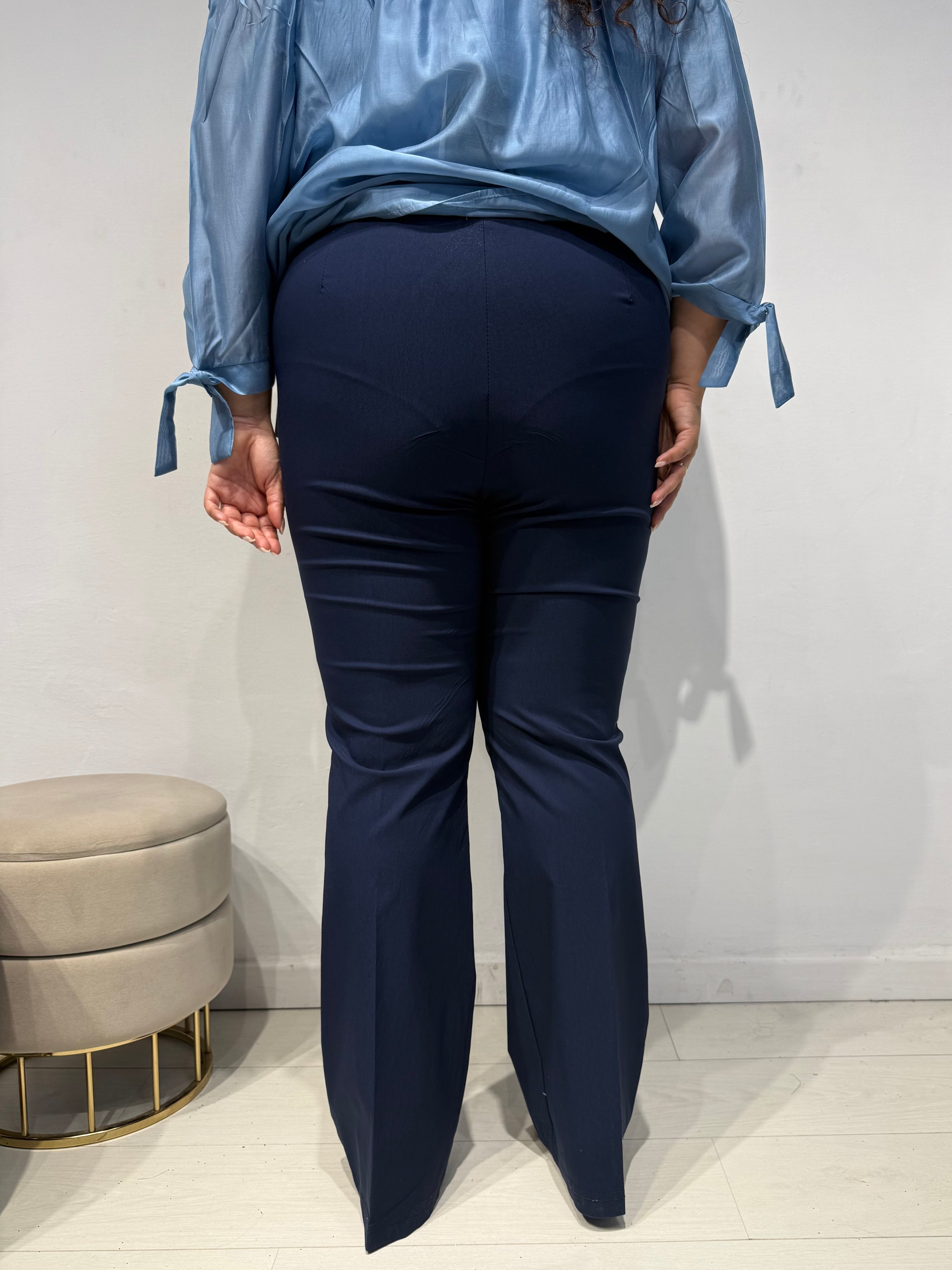 Pantaloni Zampa Cotone Blu