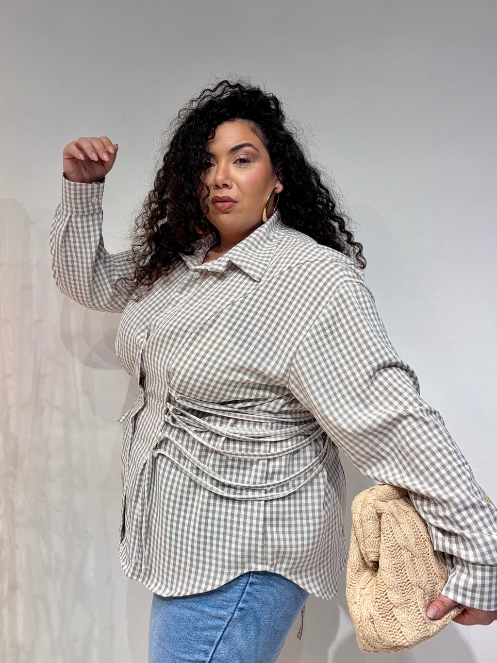 Camicia Stringhe Beige