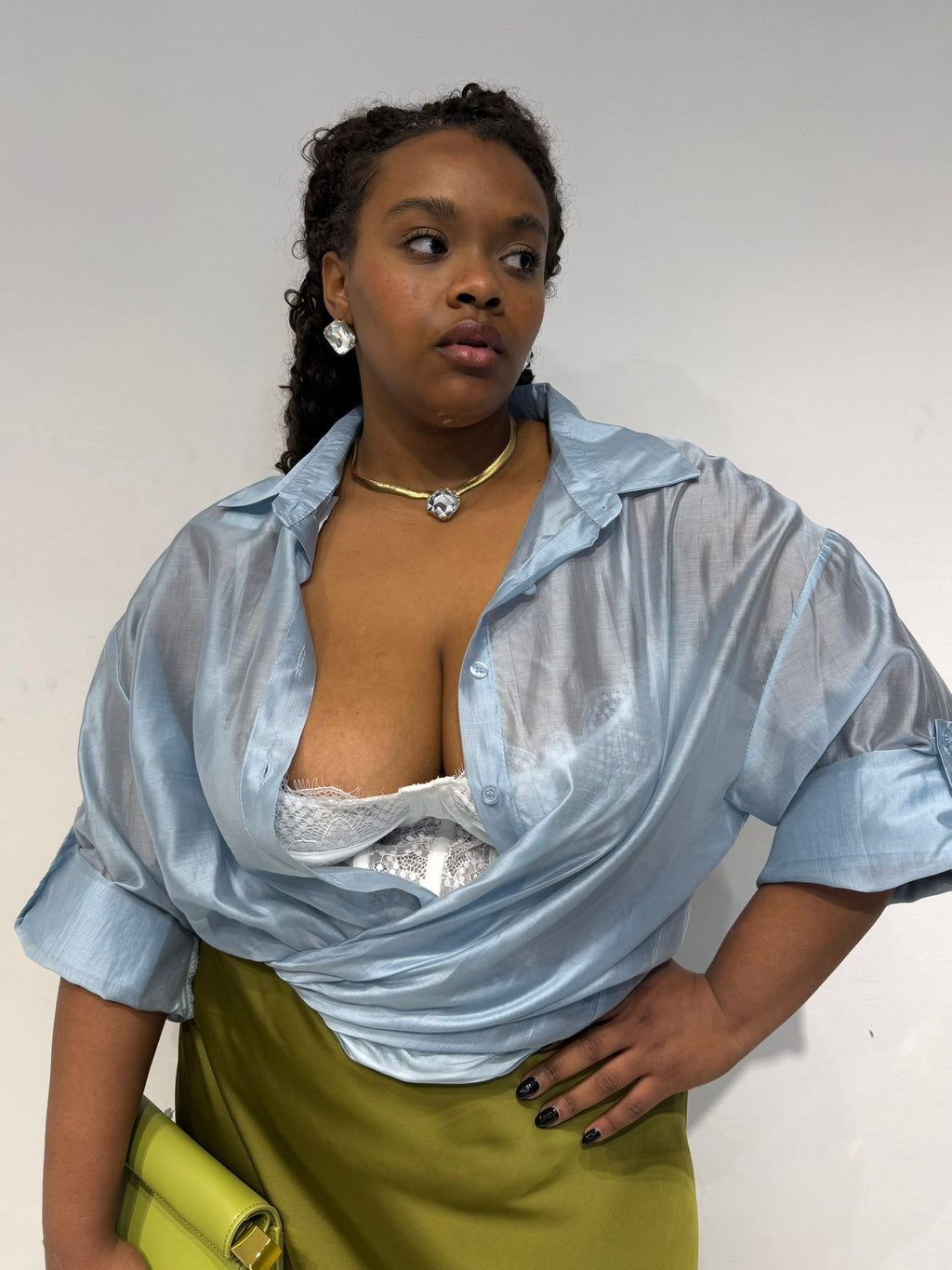 Camicia Semitrasparente Celeste