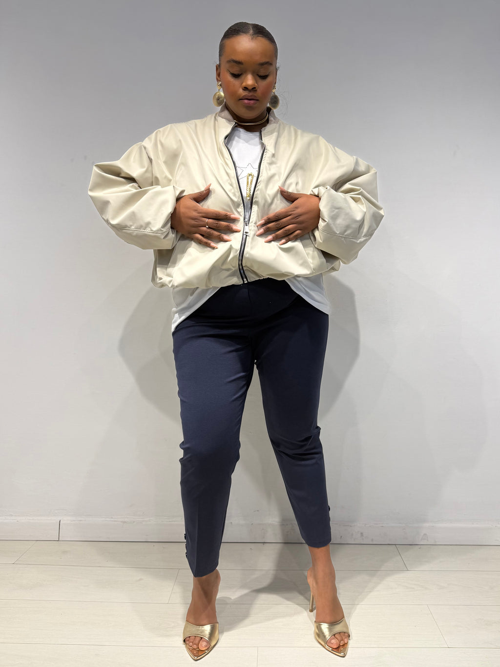 Pantaloni Sigaretta Punto Milano Blu