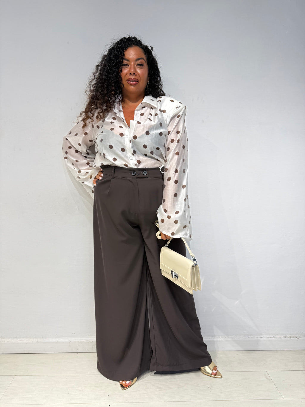 Camicia spalline Pois Bianca
