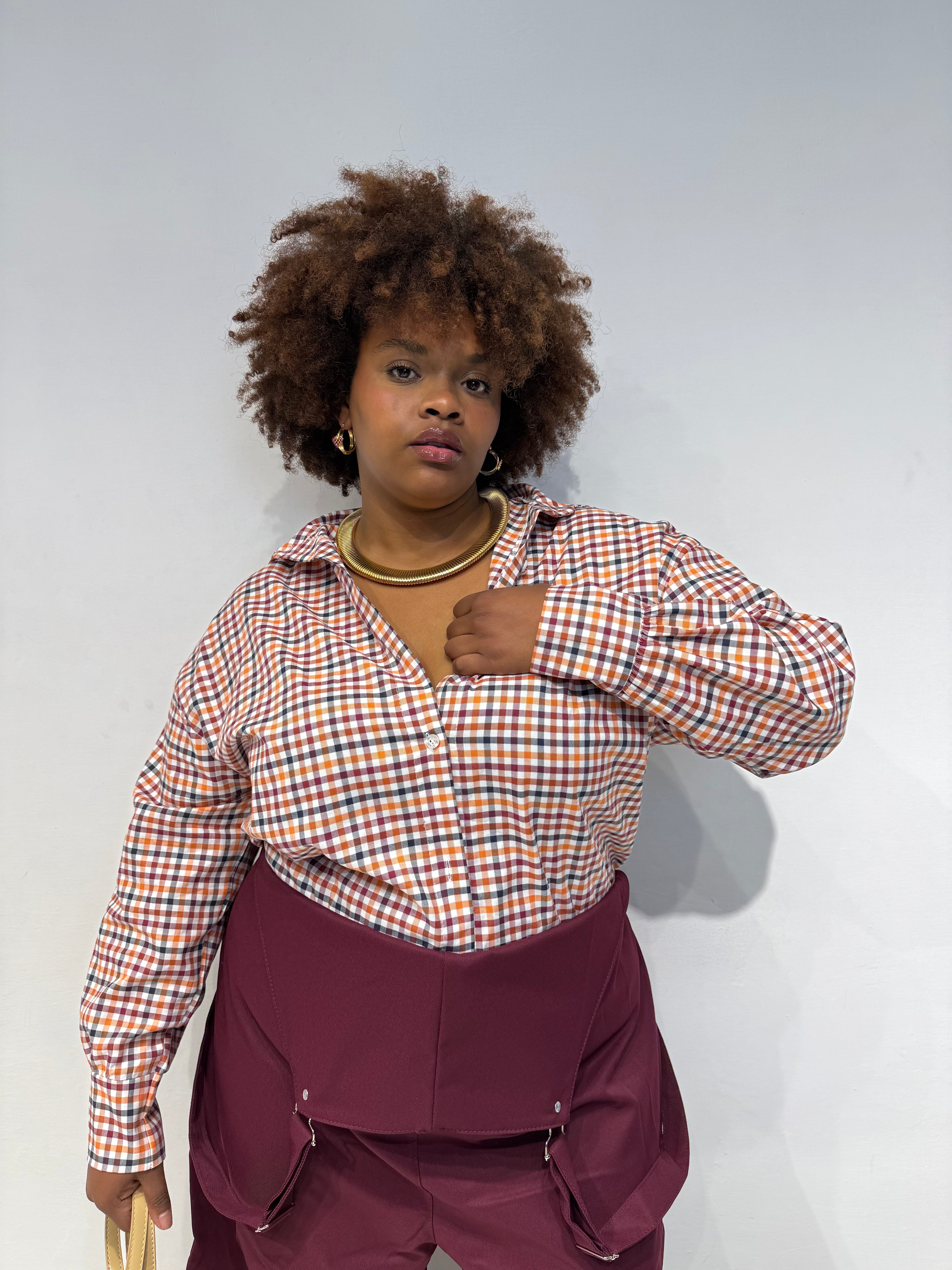 Camicia Quadrettini Bordeaux