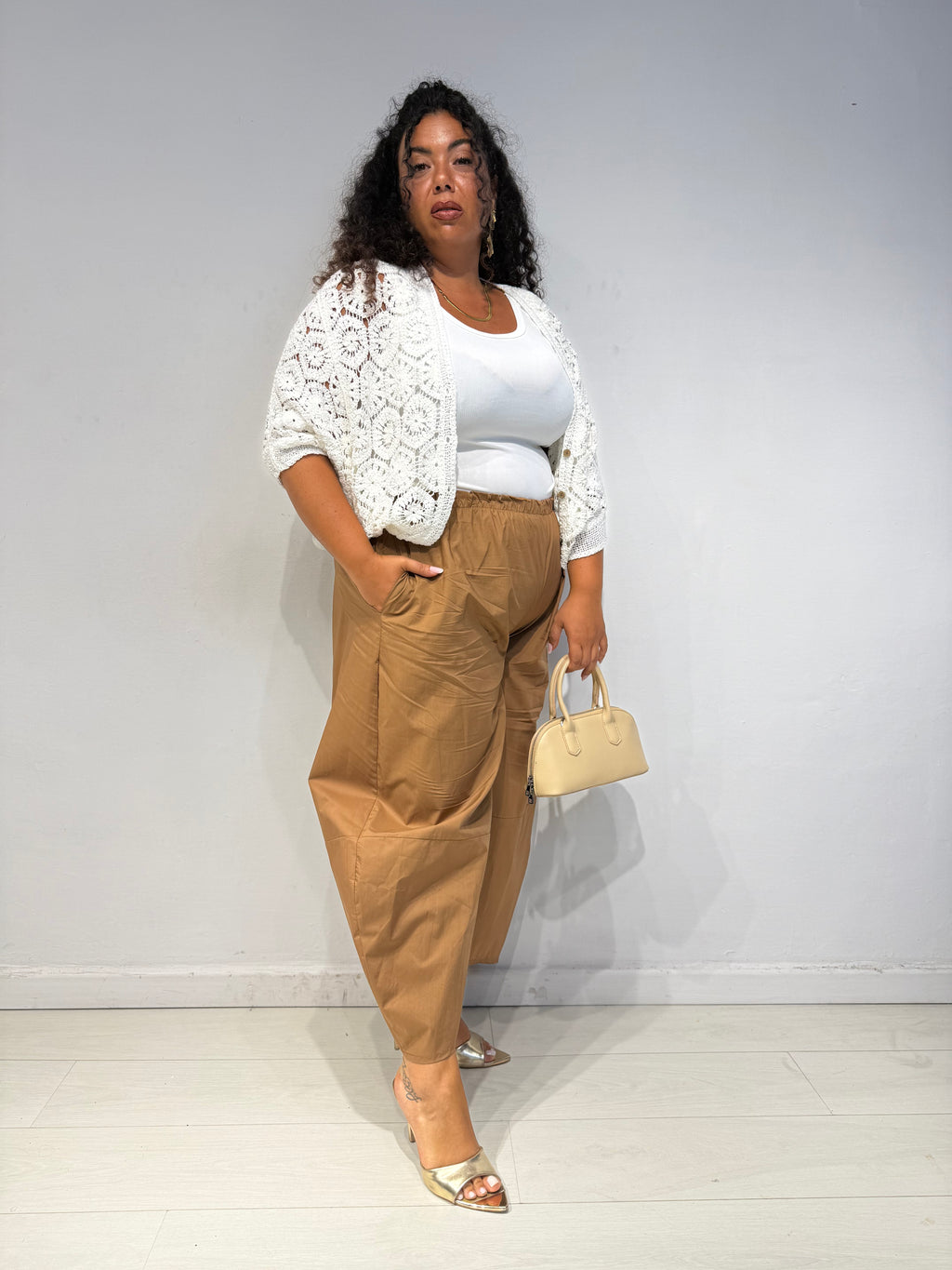 Cardigan Macramè Bianco