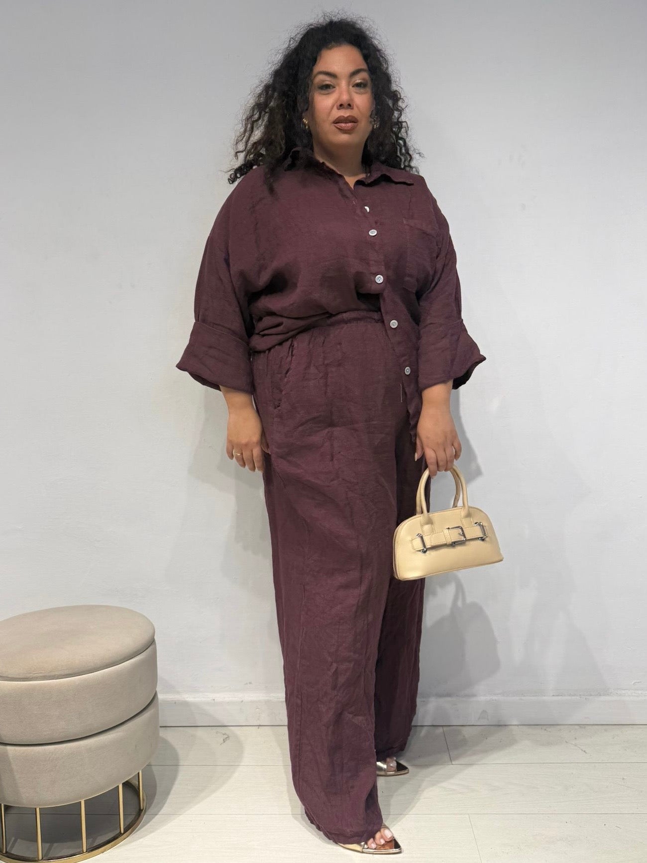 Coordinato 100% Lino Bordeaux