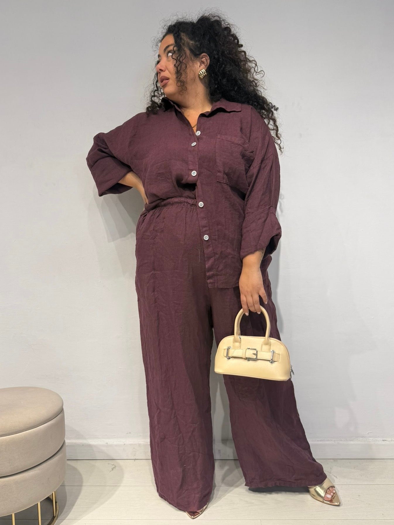 Coordinato 100% Lino Bordeaux