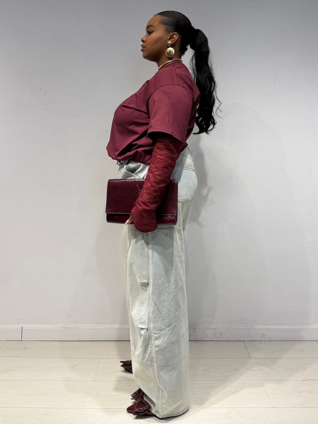 Maglia Macramè Bordeaux