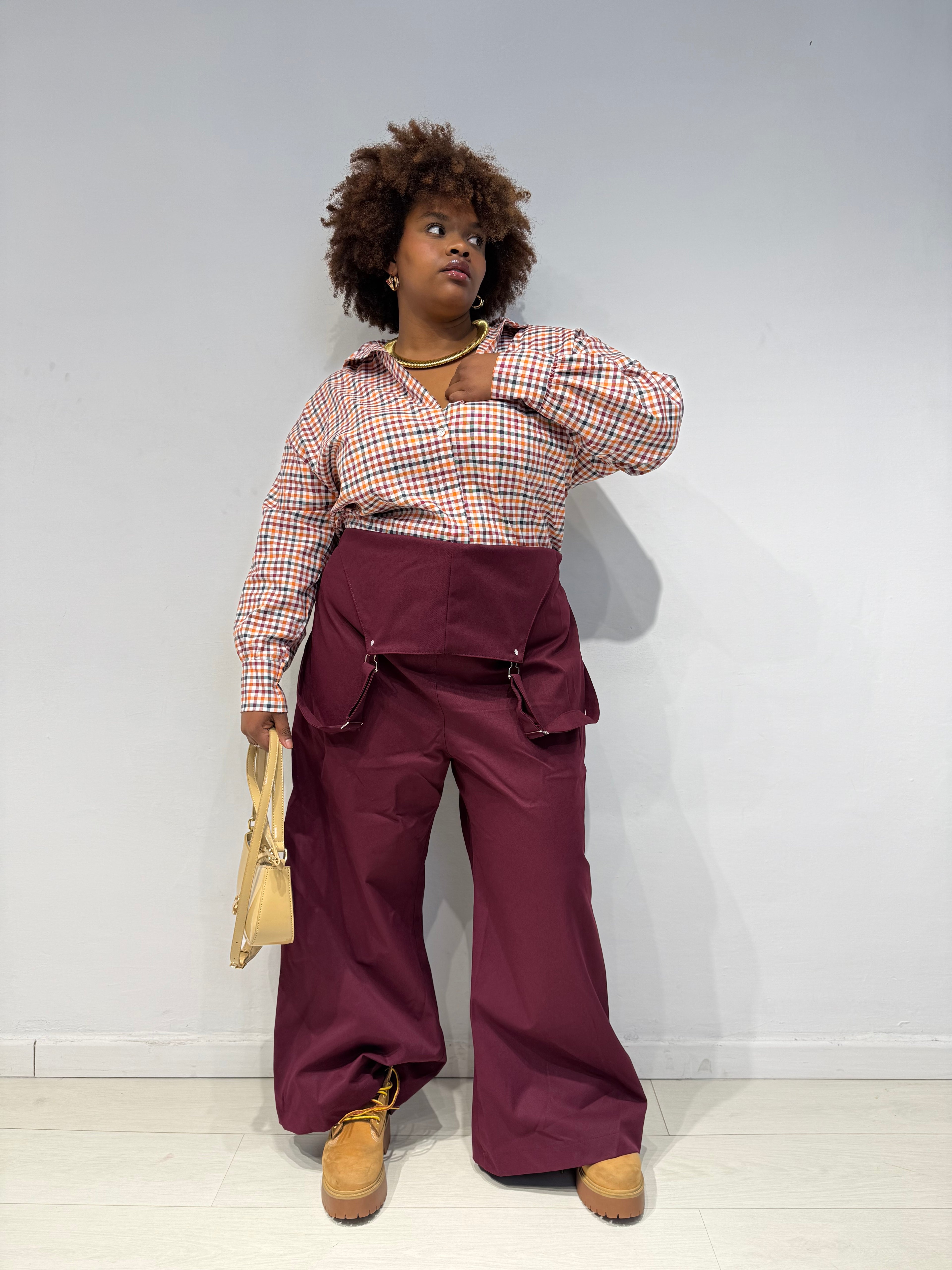 Camicia Quadrettini Bordeaux