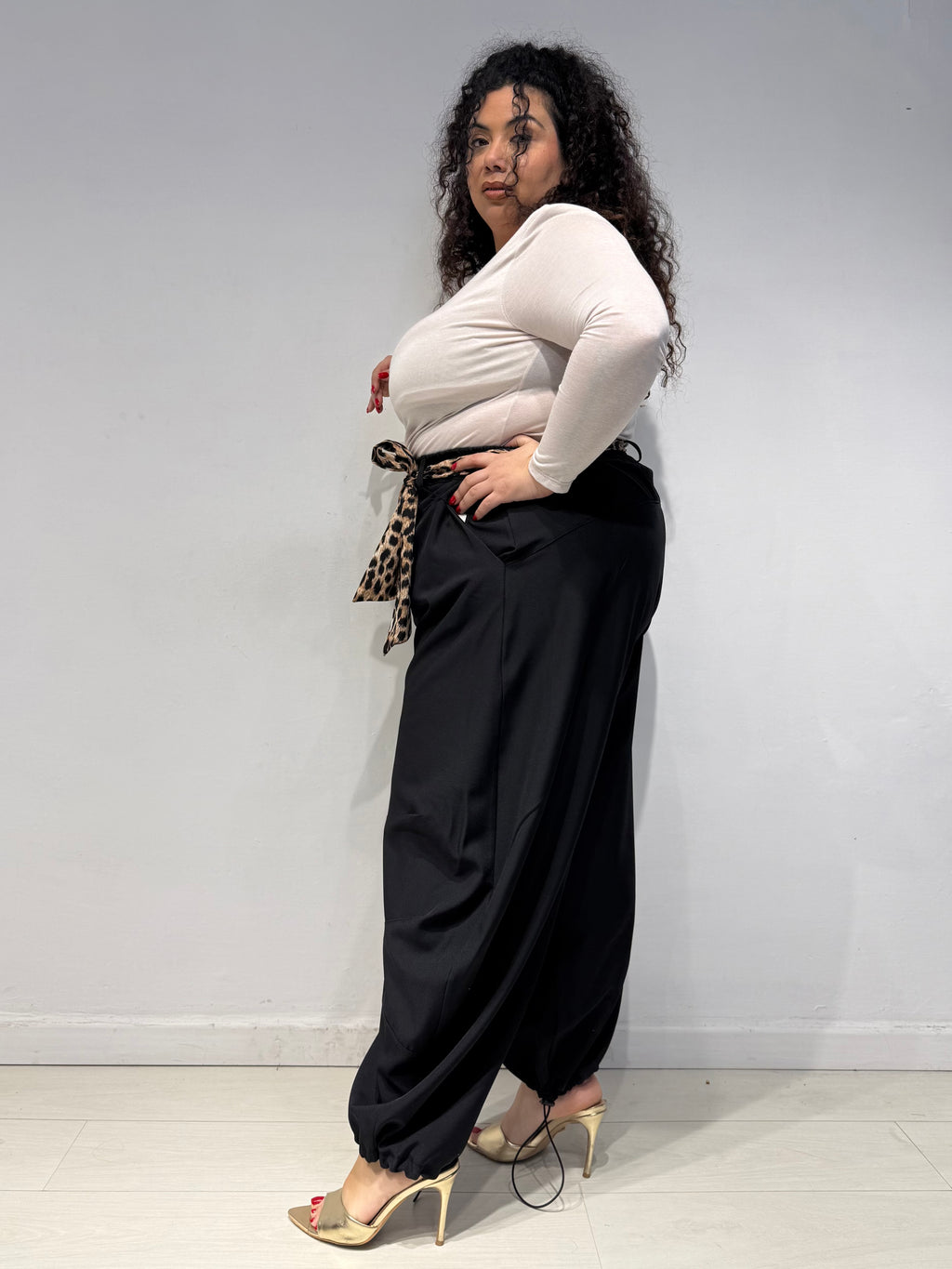 Pantaloni Balloon Animalier Neri