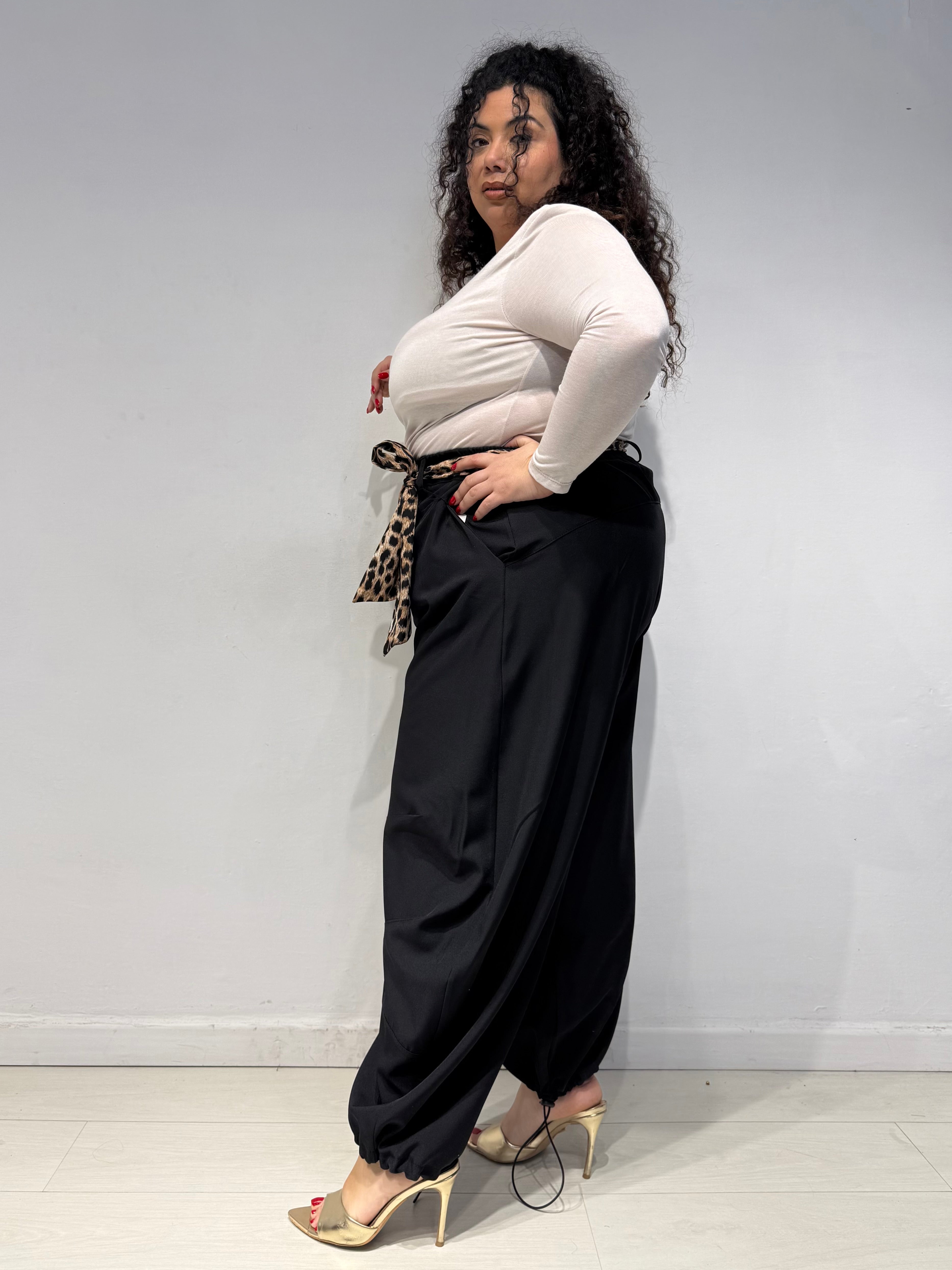 Pantaloni Balloon Animalier Neri