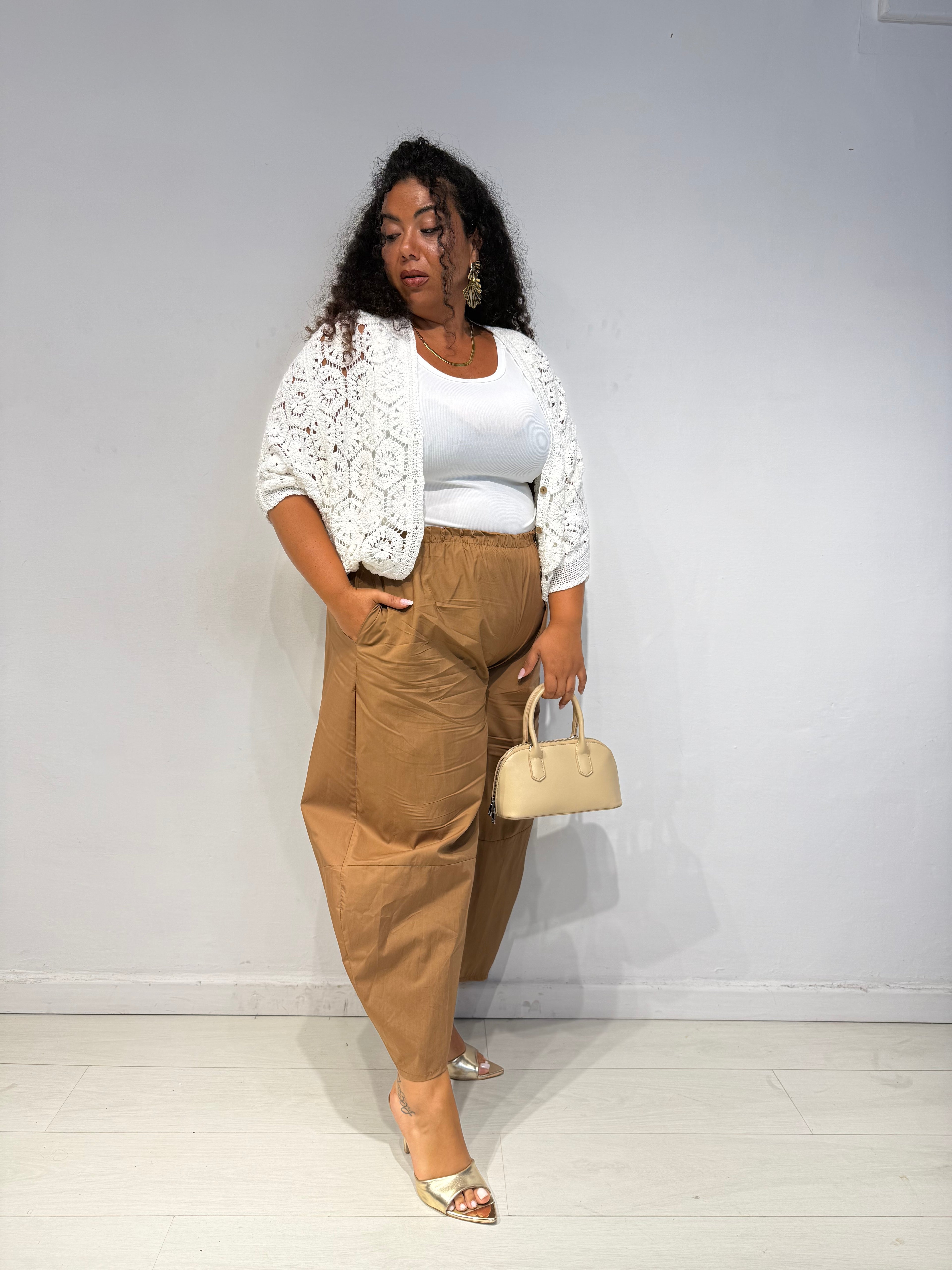 Pantaloni Cotone Balloon Biscotto