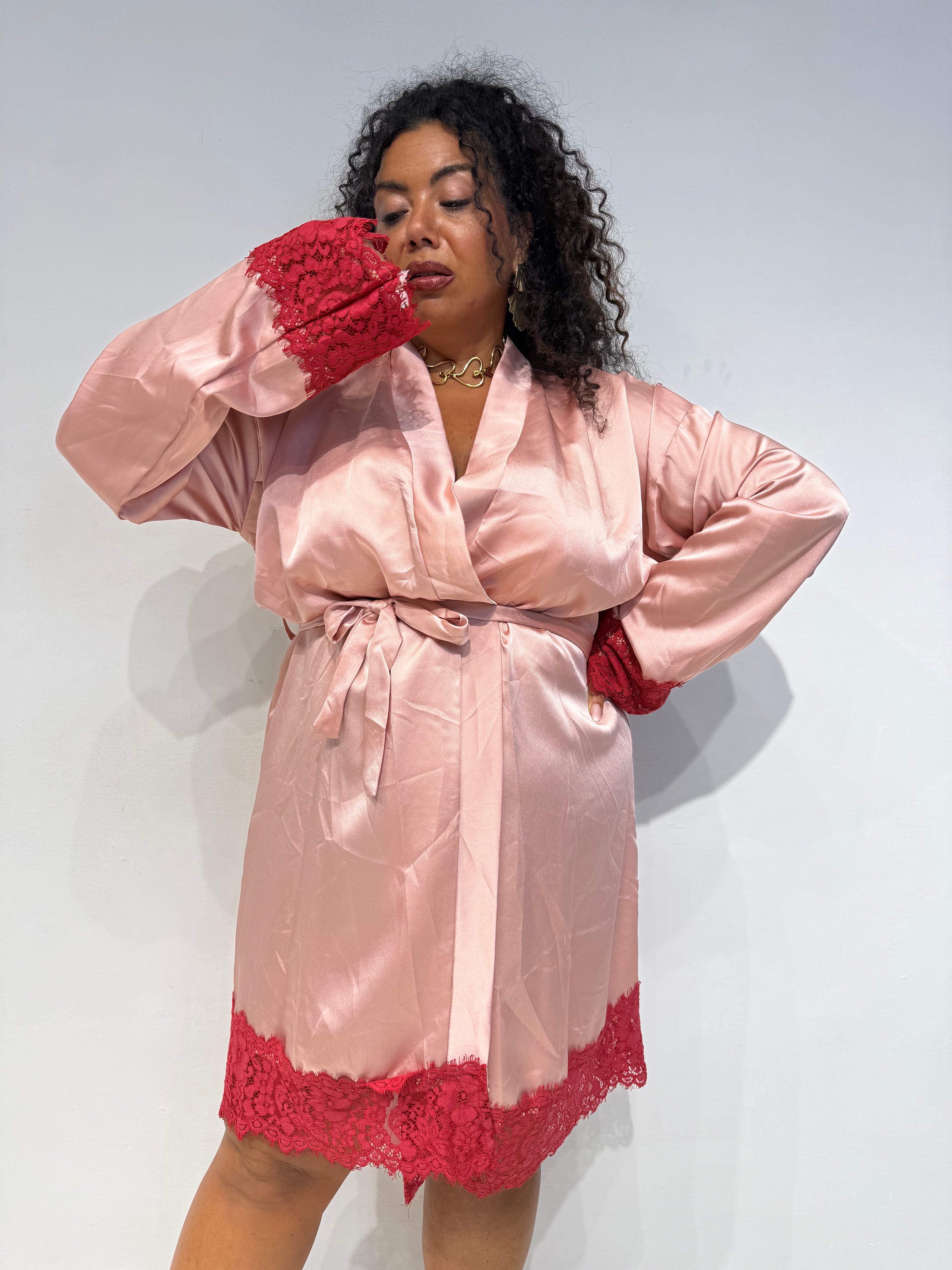 Kimono Macramè Rosa
