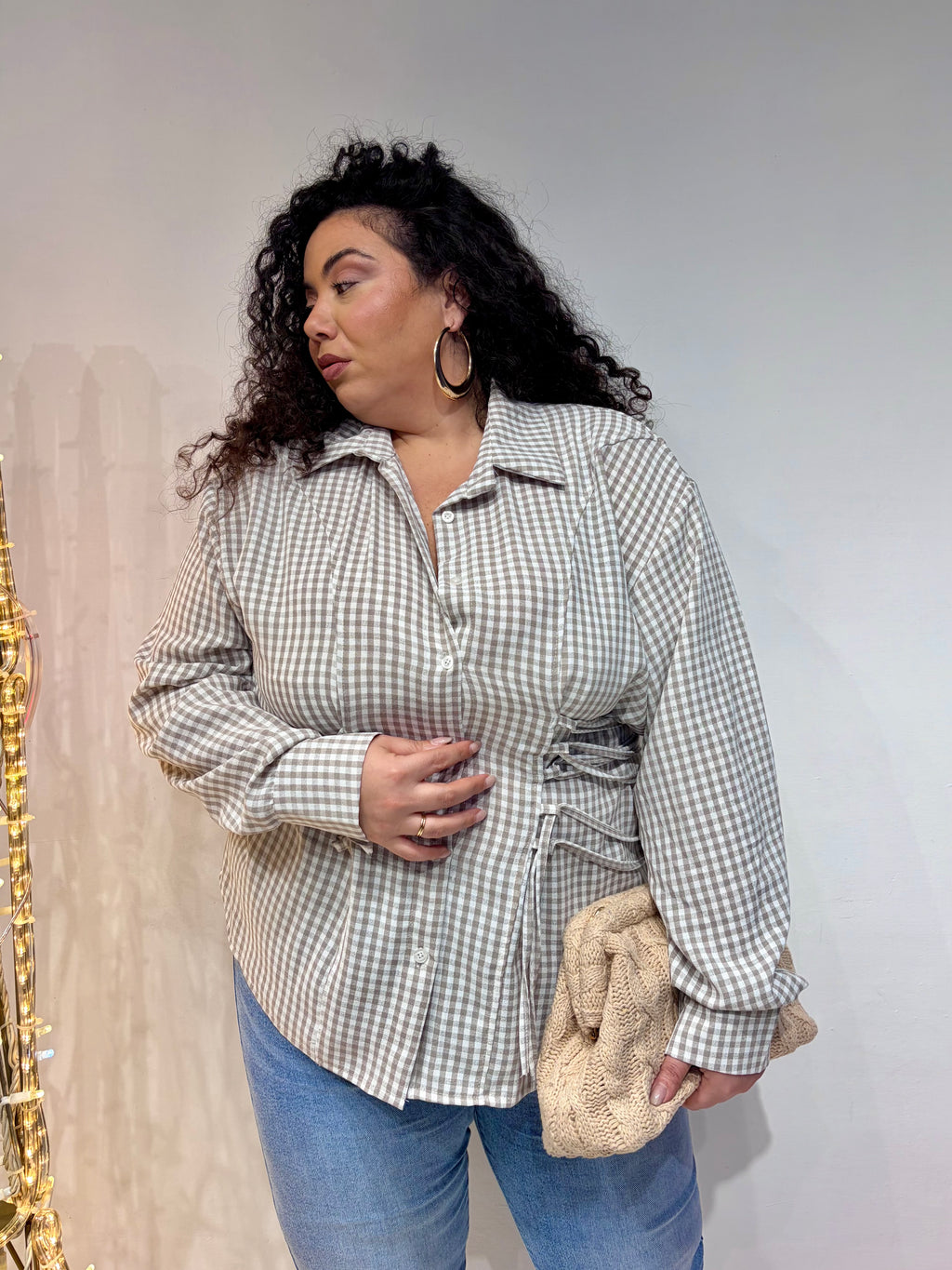 Camicia Stringhe Beige