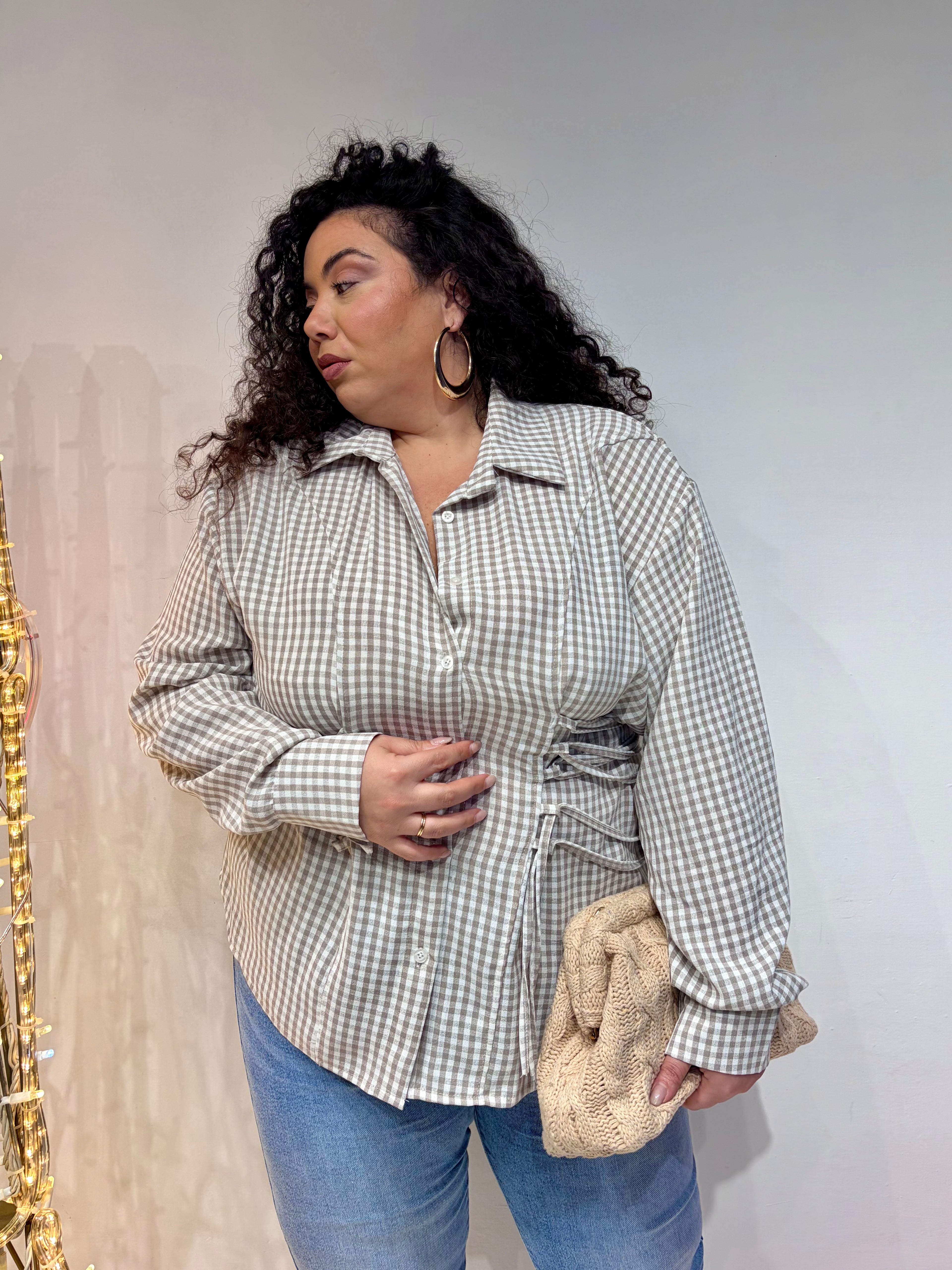 Camicia Stringhe Beige