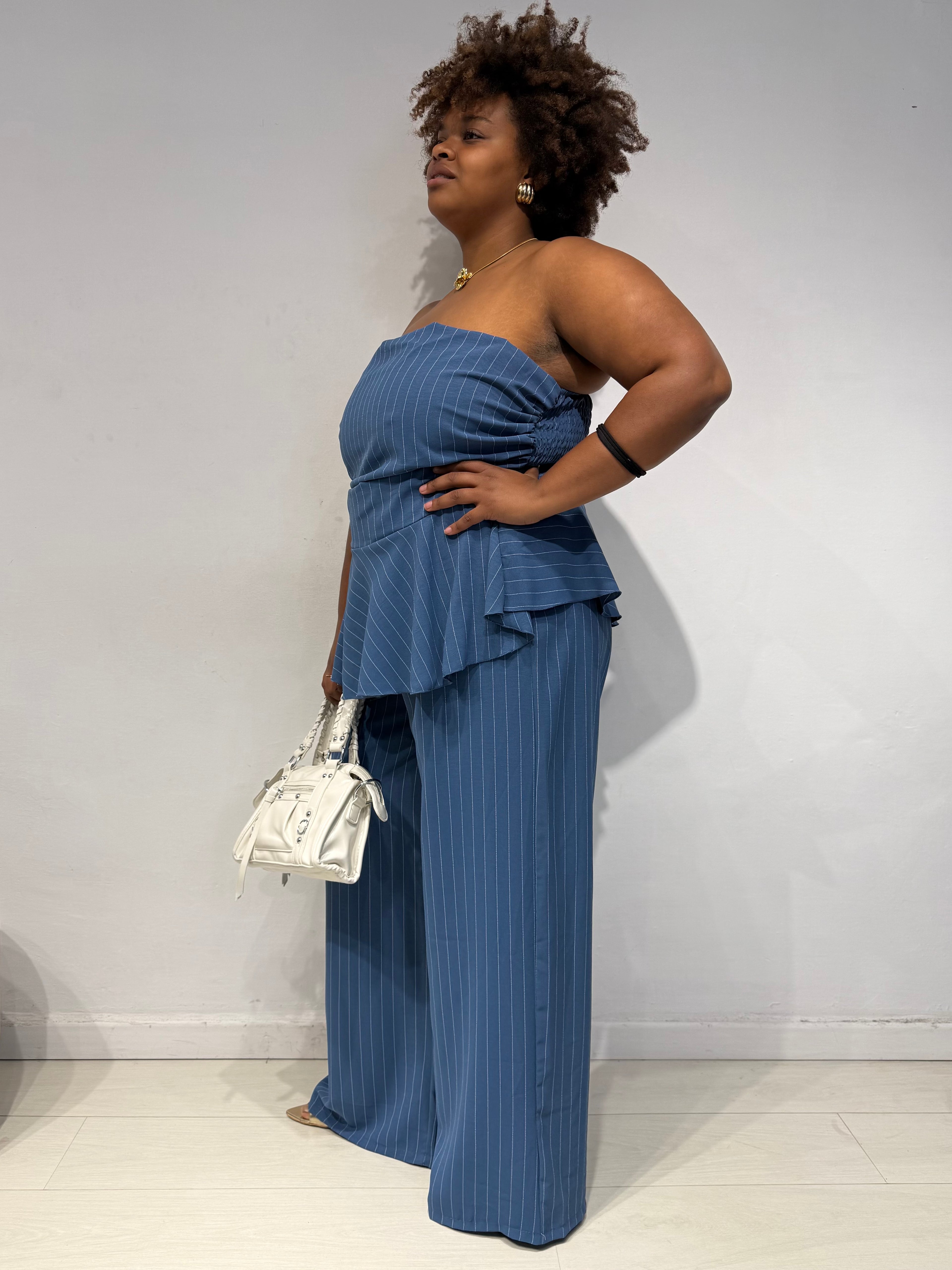 Coordinato Gessato Blu