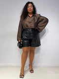 Shorts Ecopelle Martellato Nero