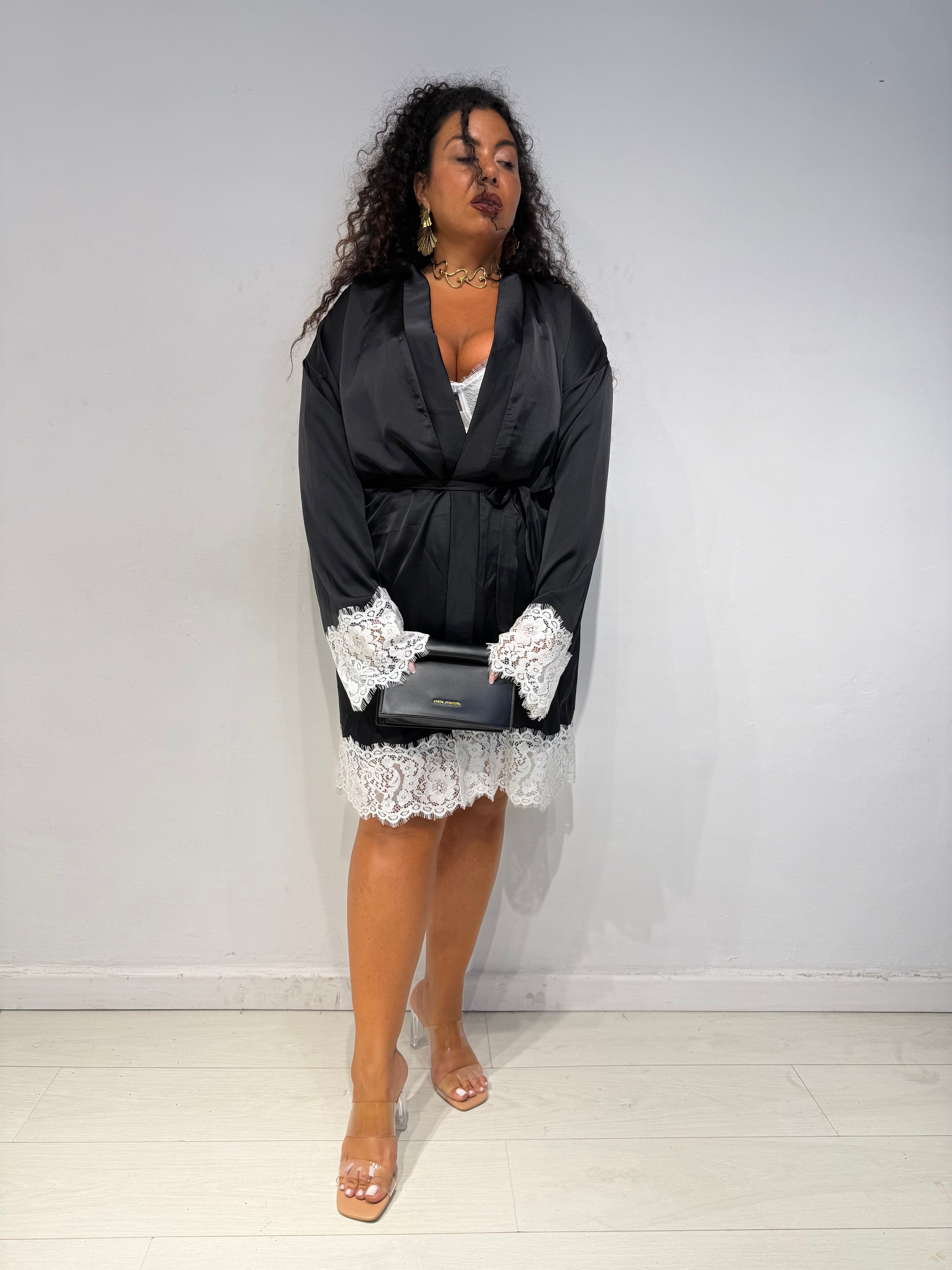 Kimono Macramè Nero
