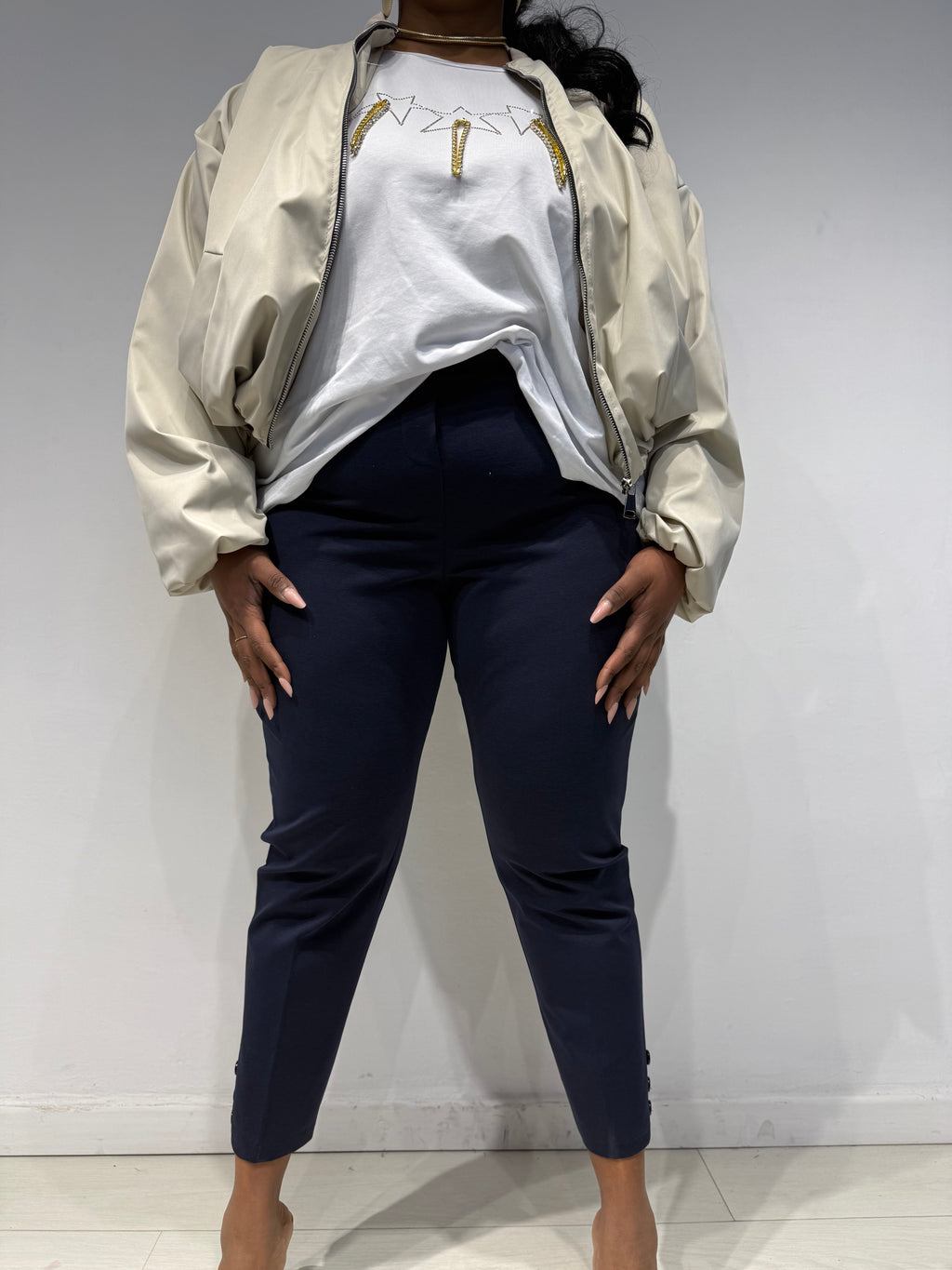 Pantaloni Sigaretta Punto Milano Blu