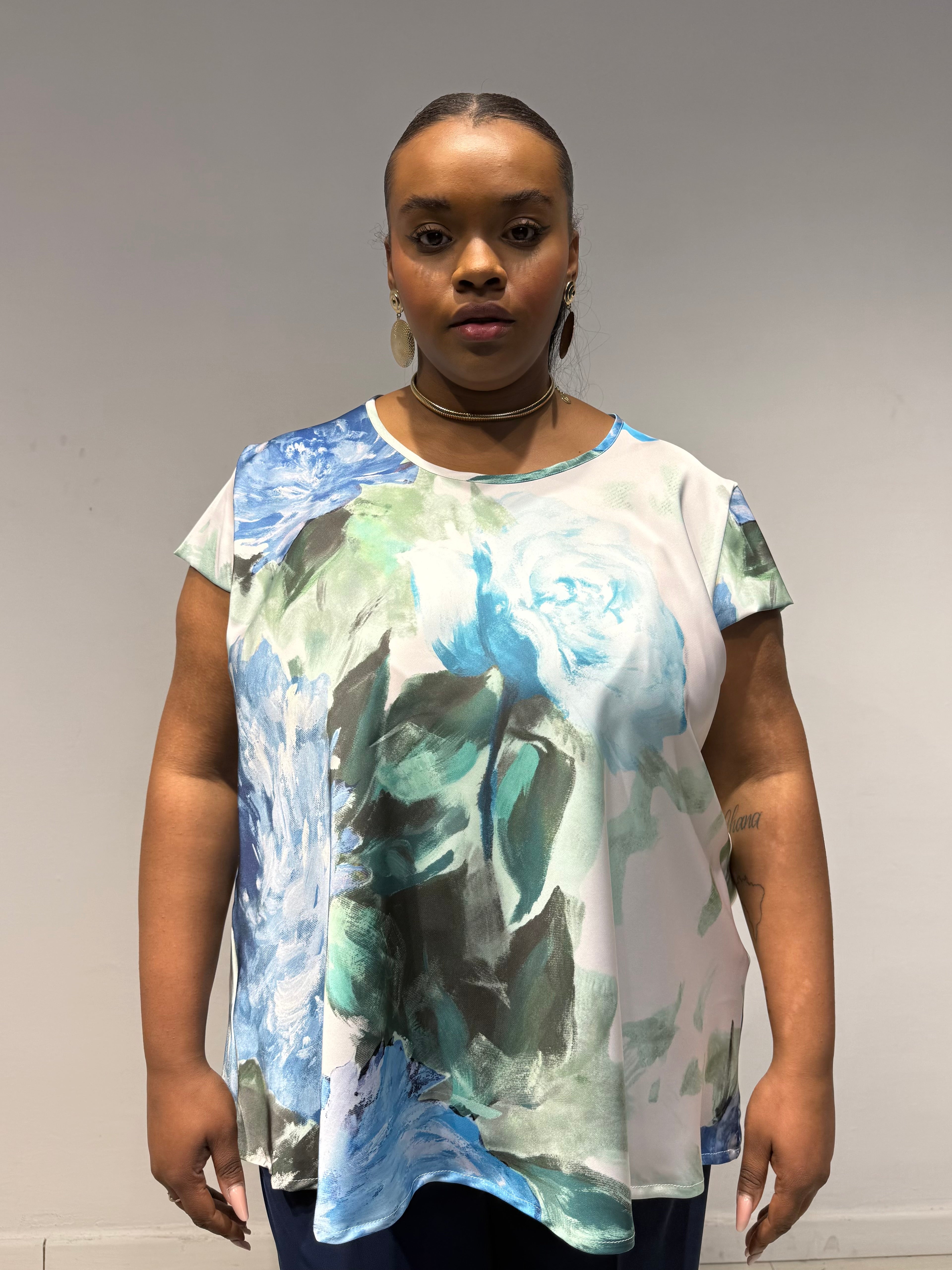 Blusa Flower Verde/Blu