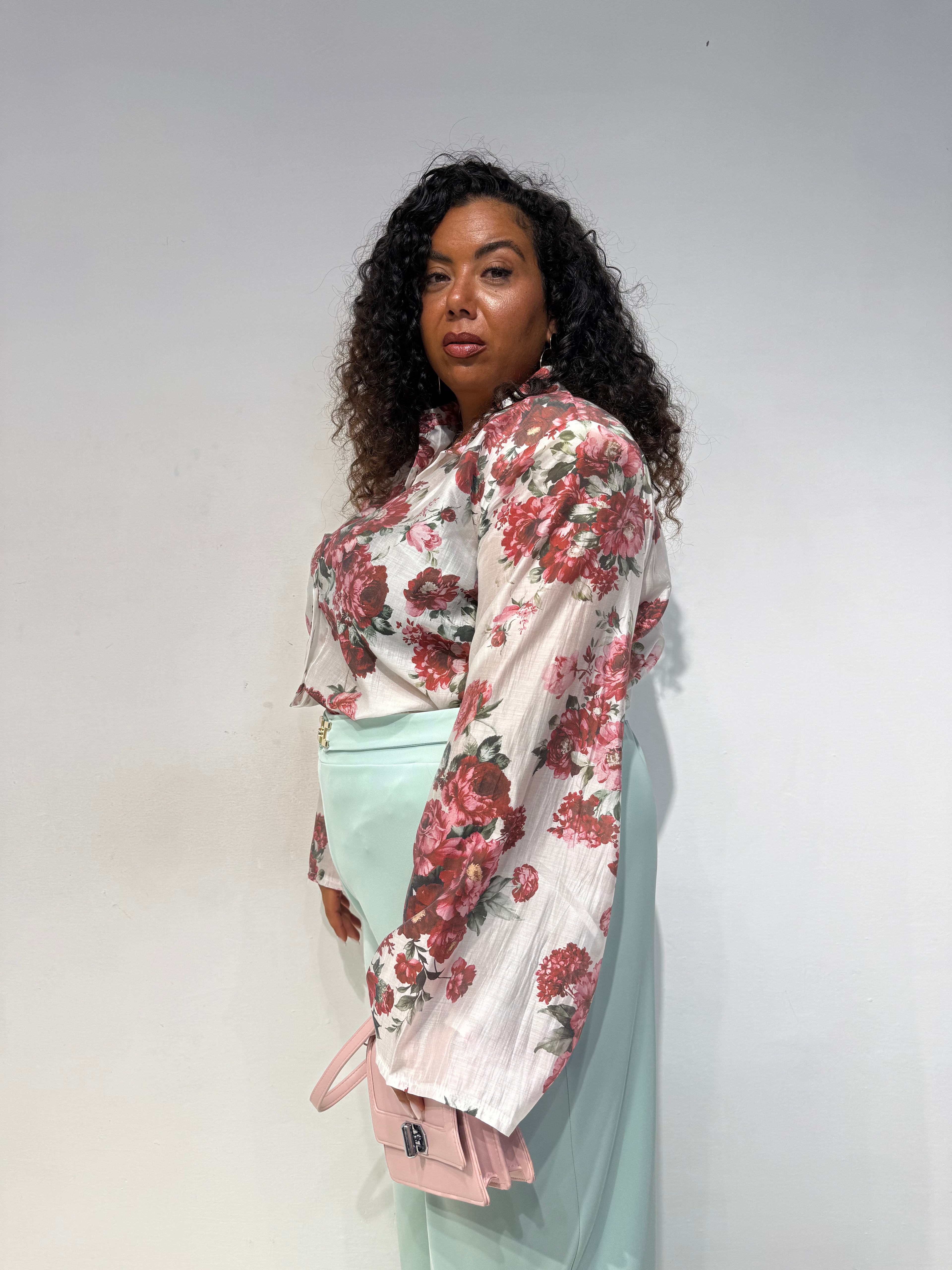 Camicia spalline Flowers Rossi