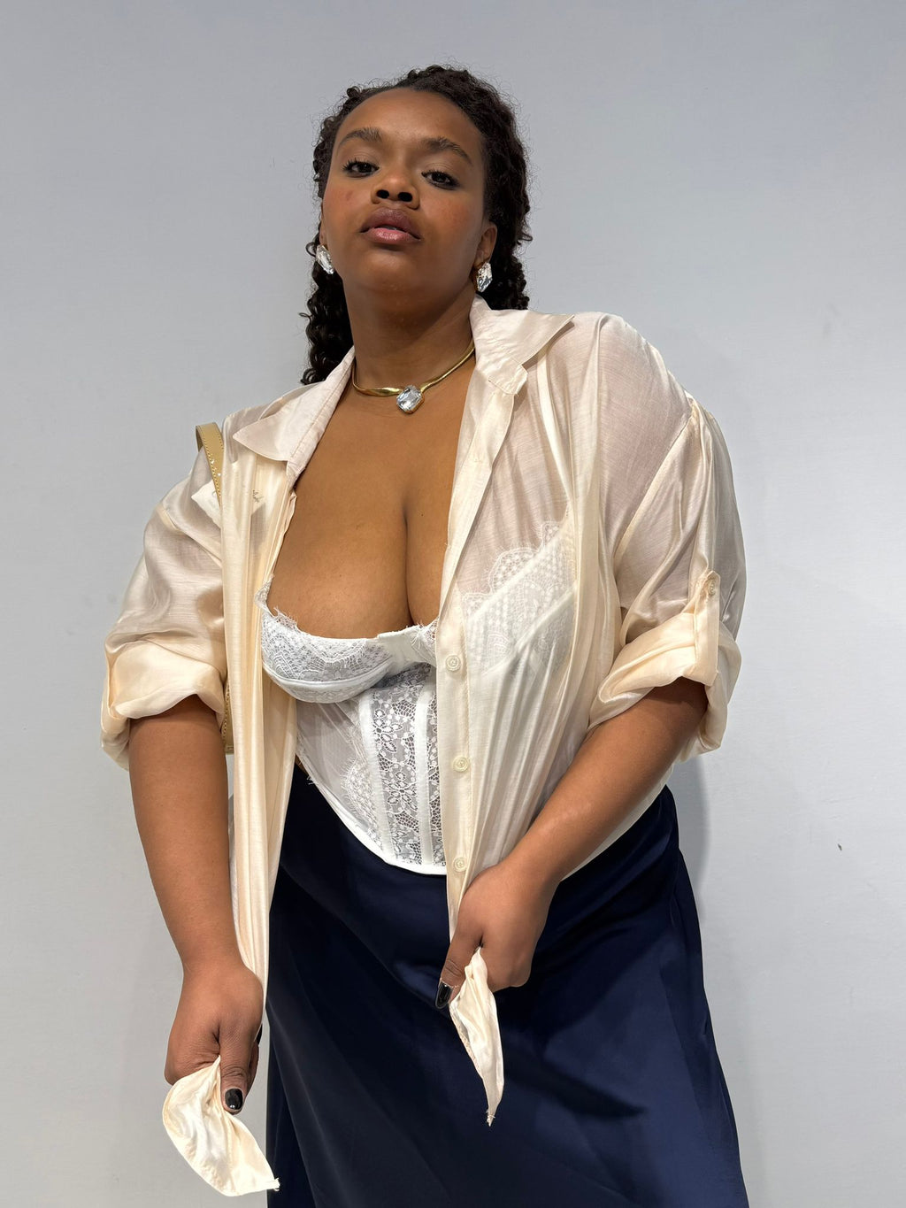 Camicia Semitrasparente Beige