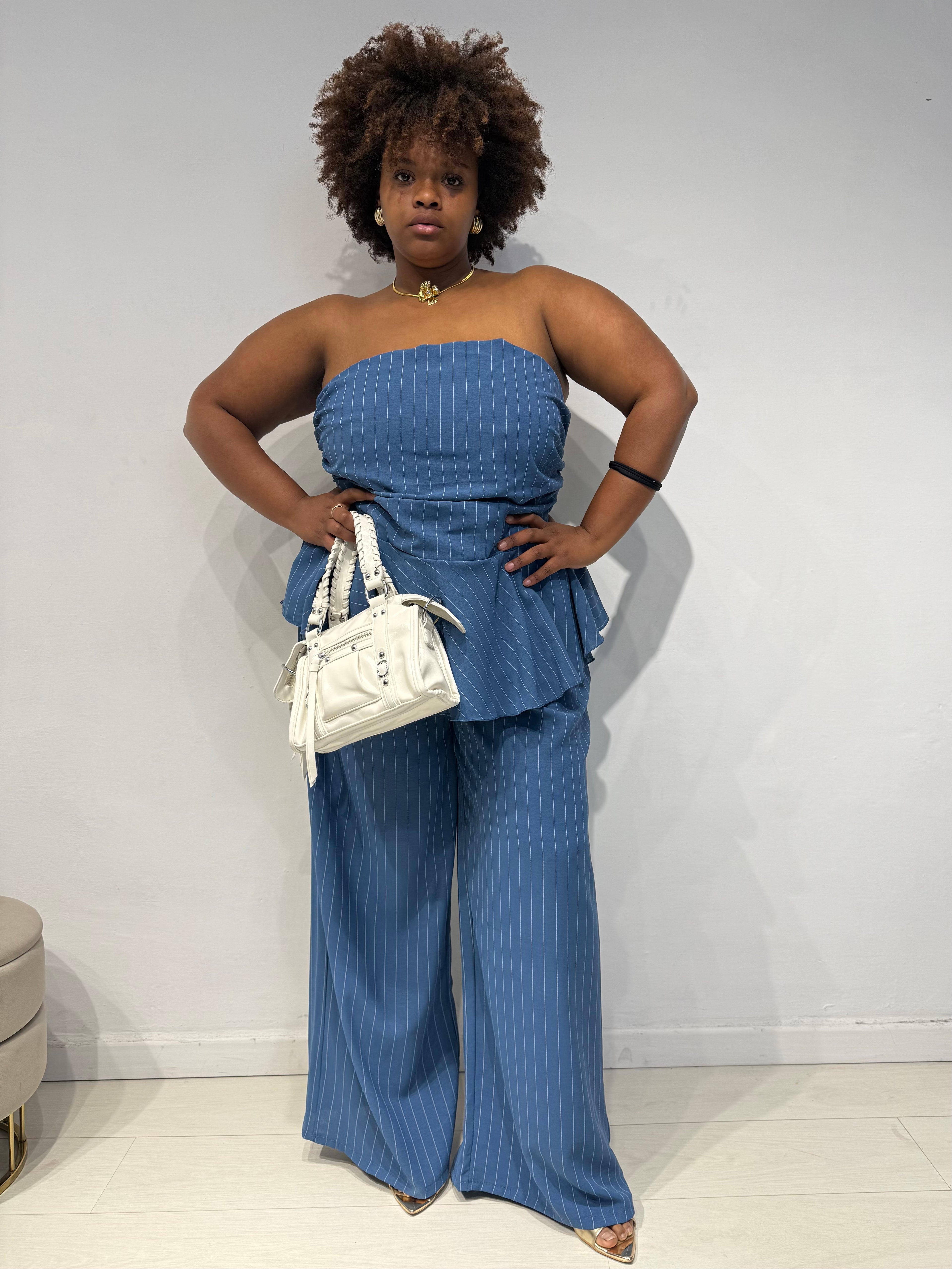 Coordinato Gessato Blu