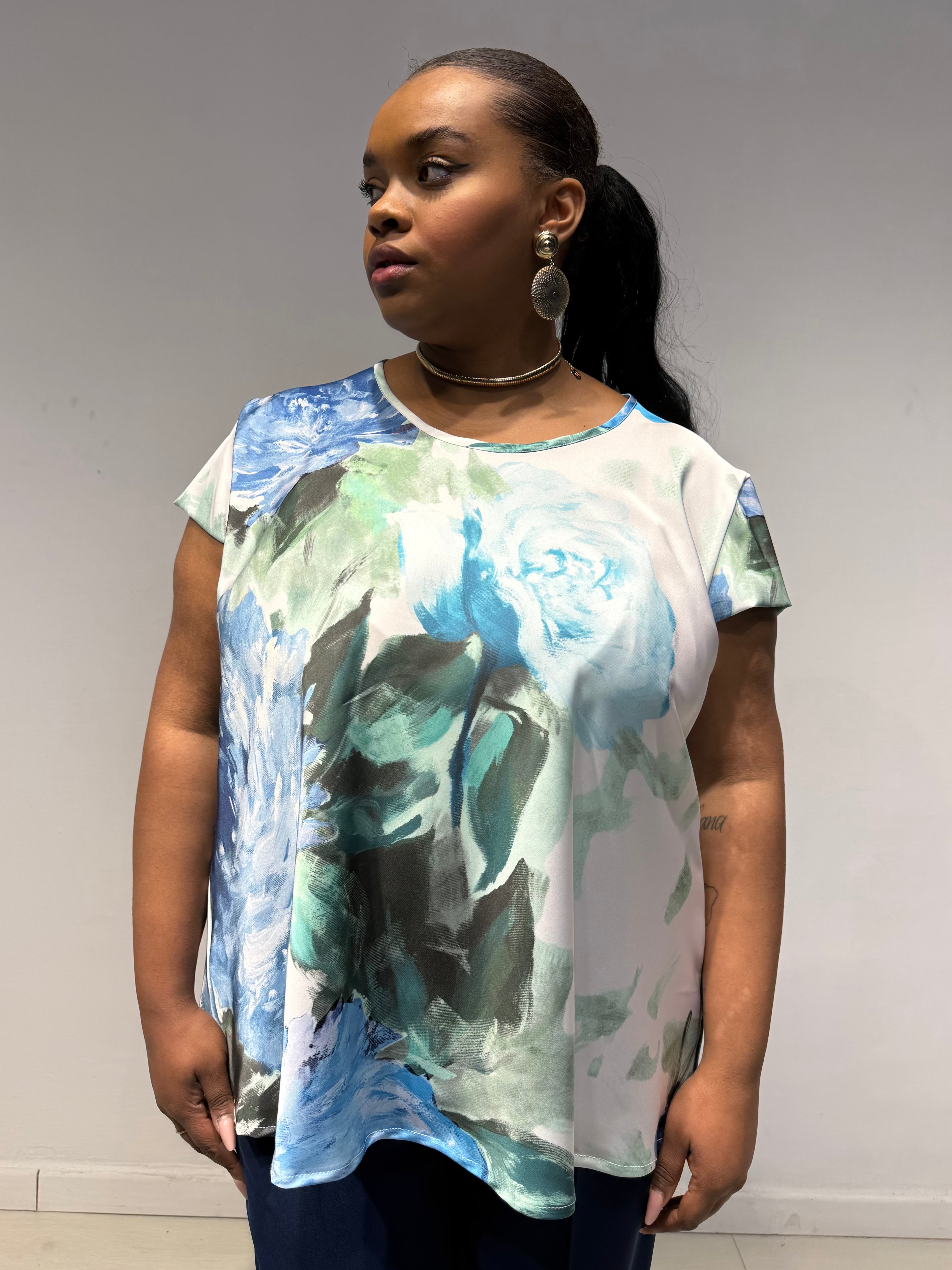 Blusa Flower Verde/Blu