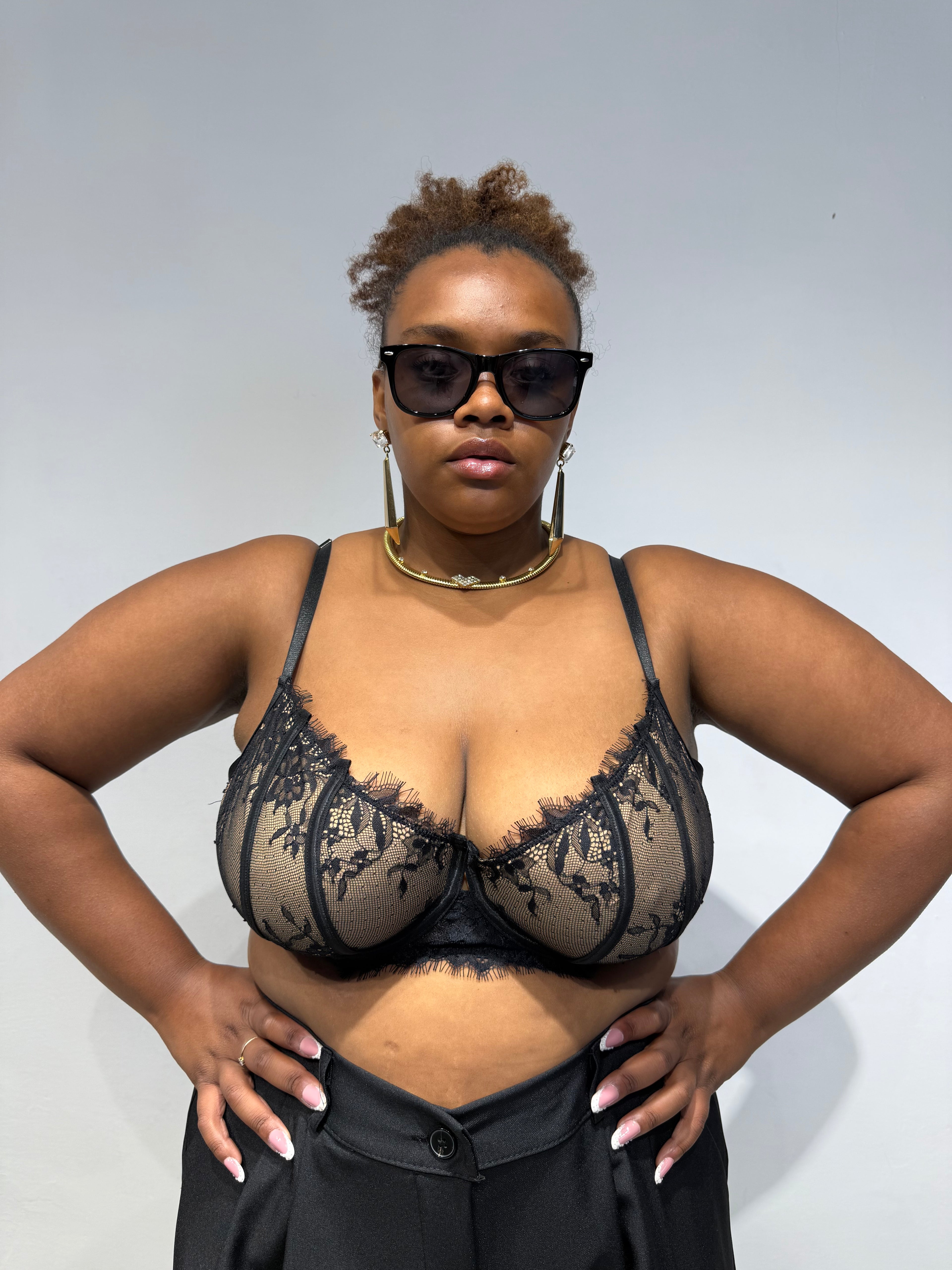 Bralette Reggiseno Nera/Nude
