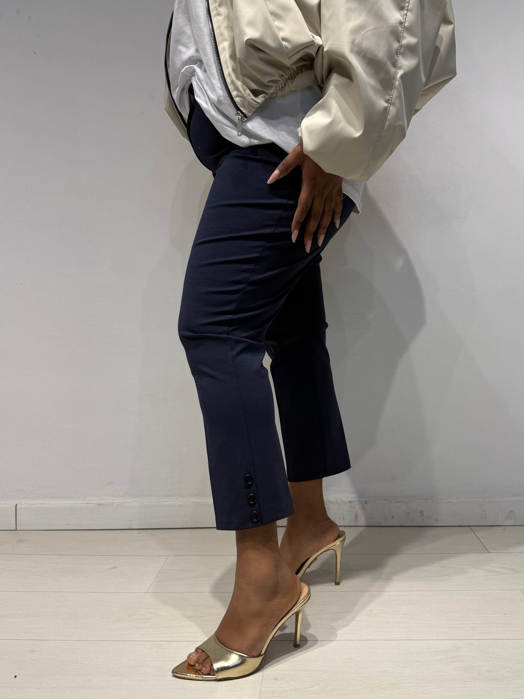 Pantaloni Sigaretta Punto Milano Blu