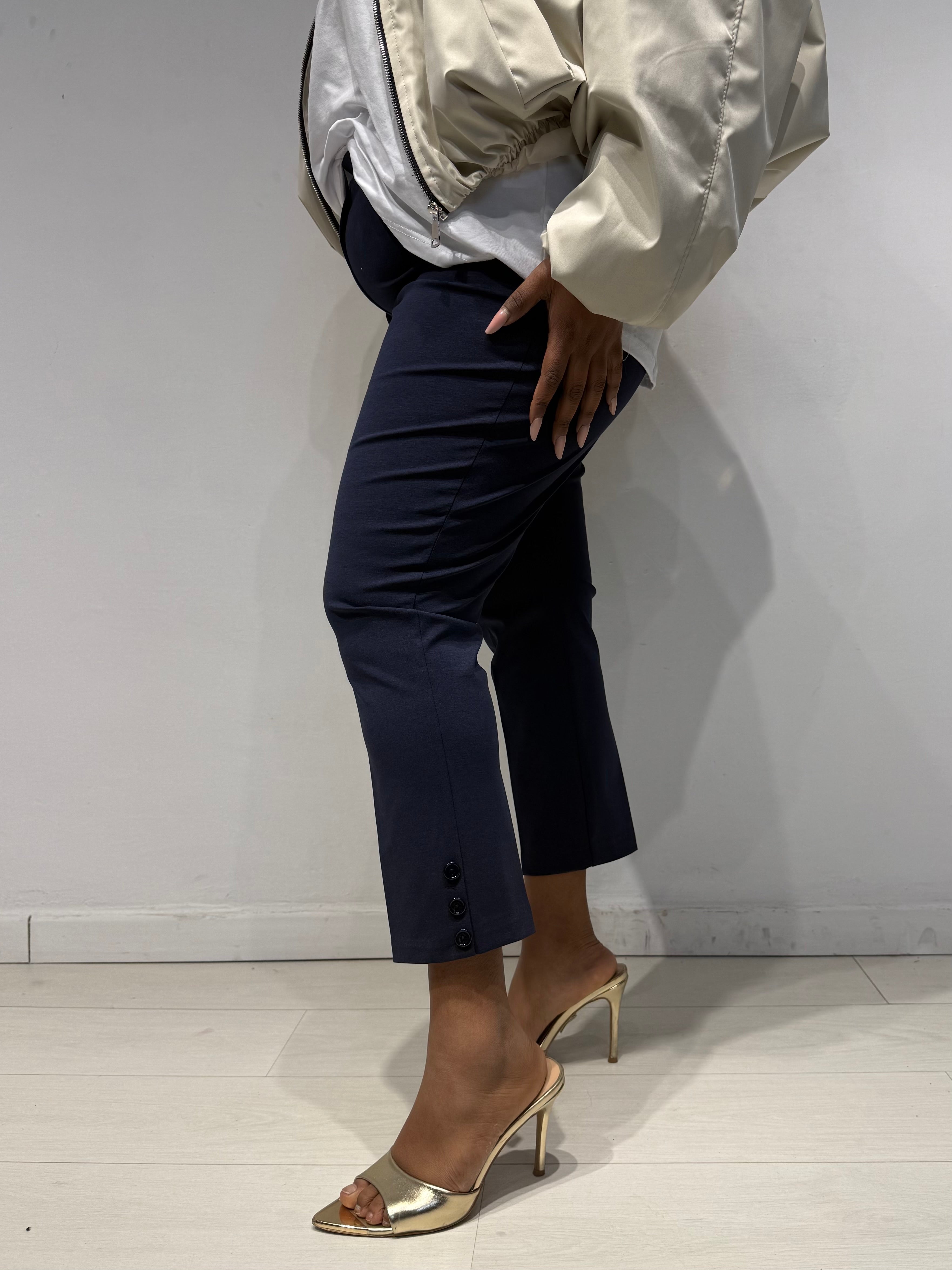 Pantaloni Sigaretta Punto Milano Blu