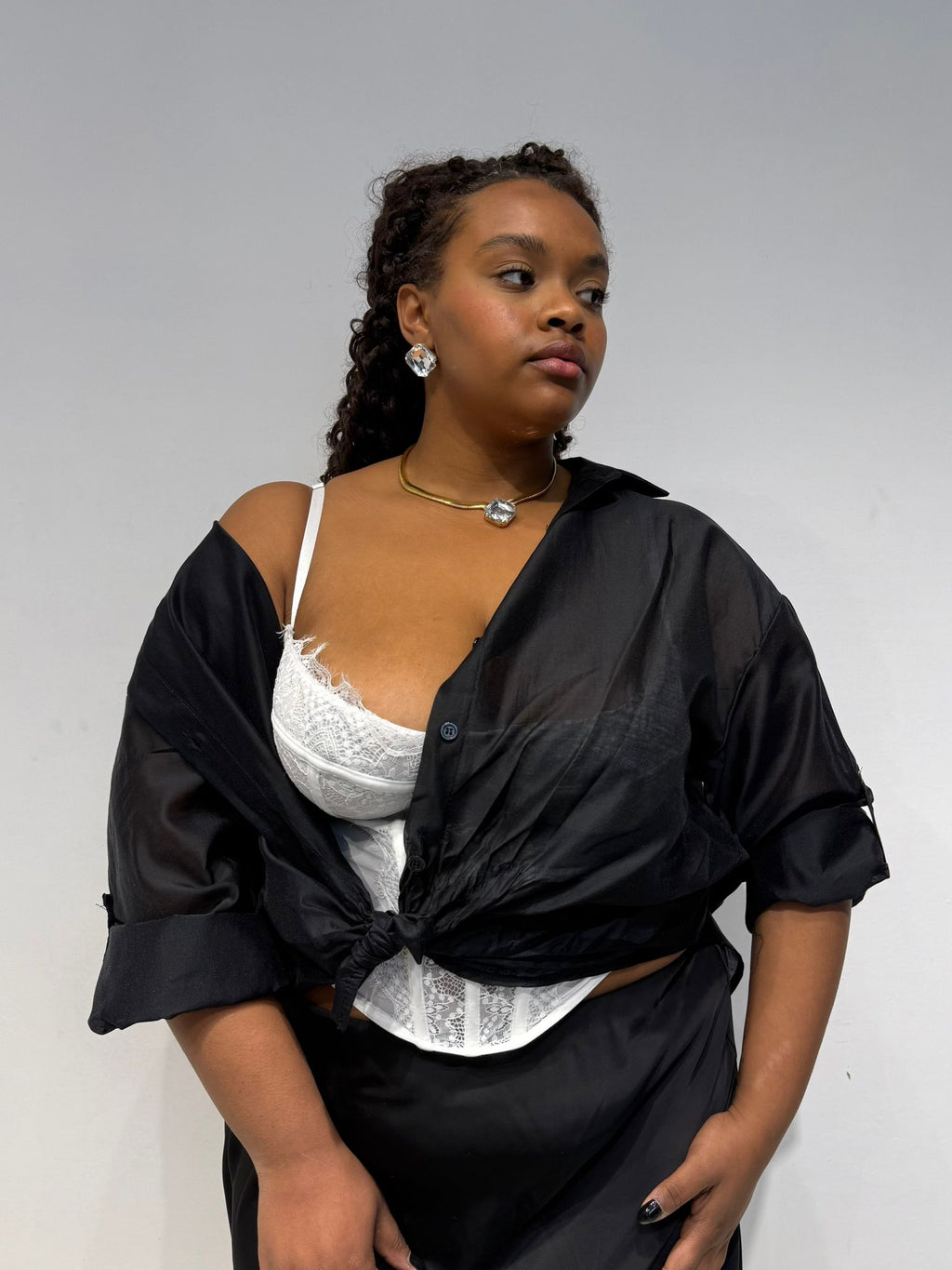 Camicia Semitrasparente Nera