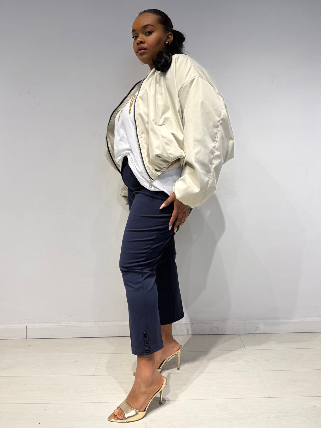 Pantaloni Sigaretta Punto Milano Blu