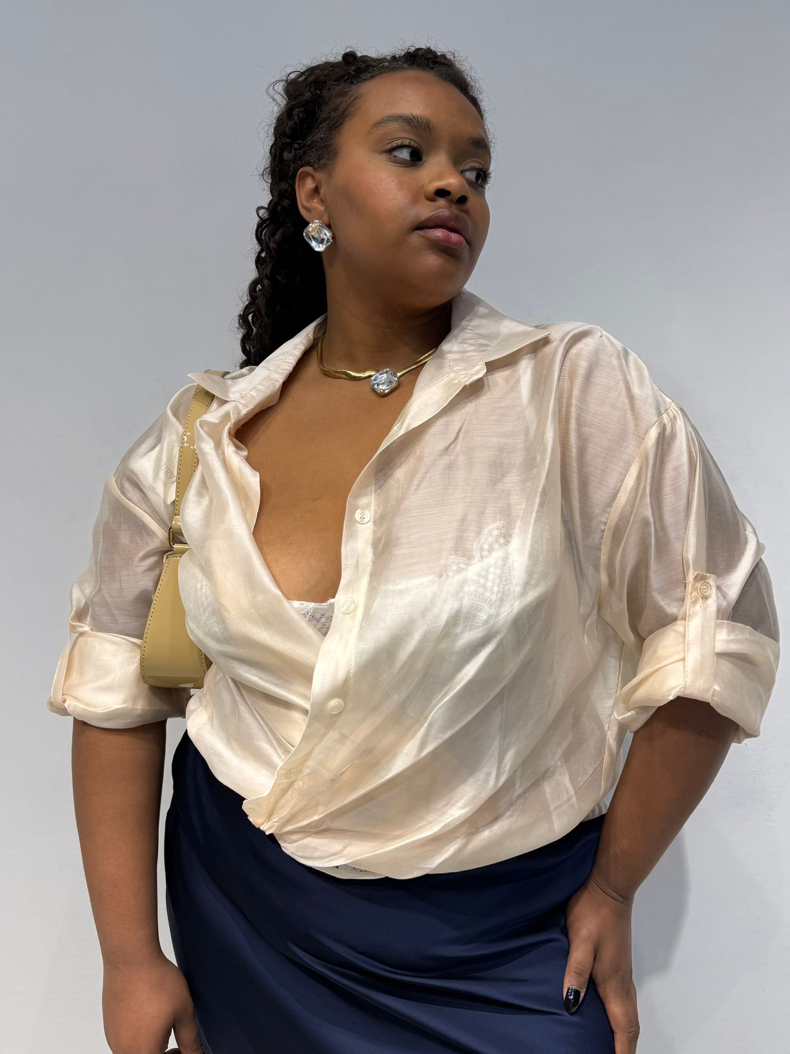 Camicia Semitrasparente Beige