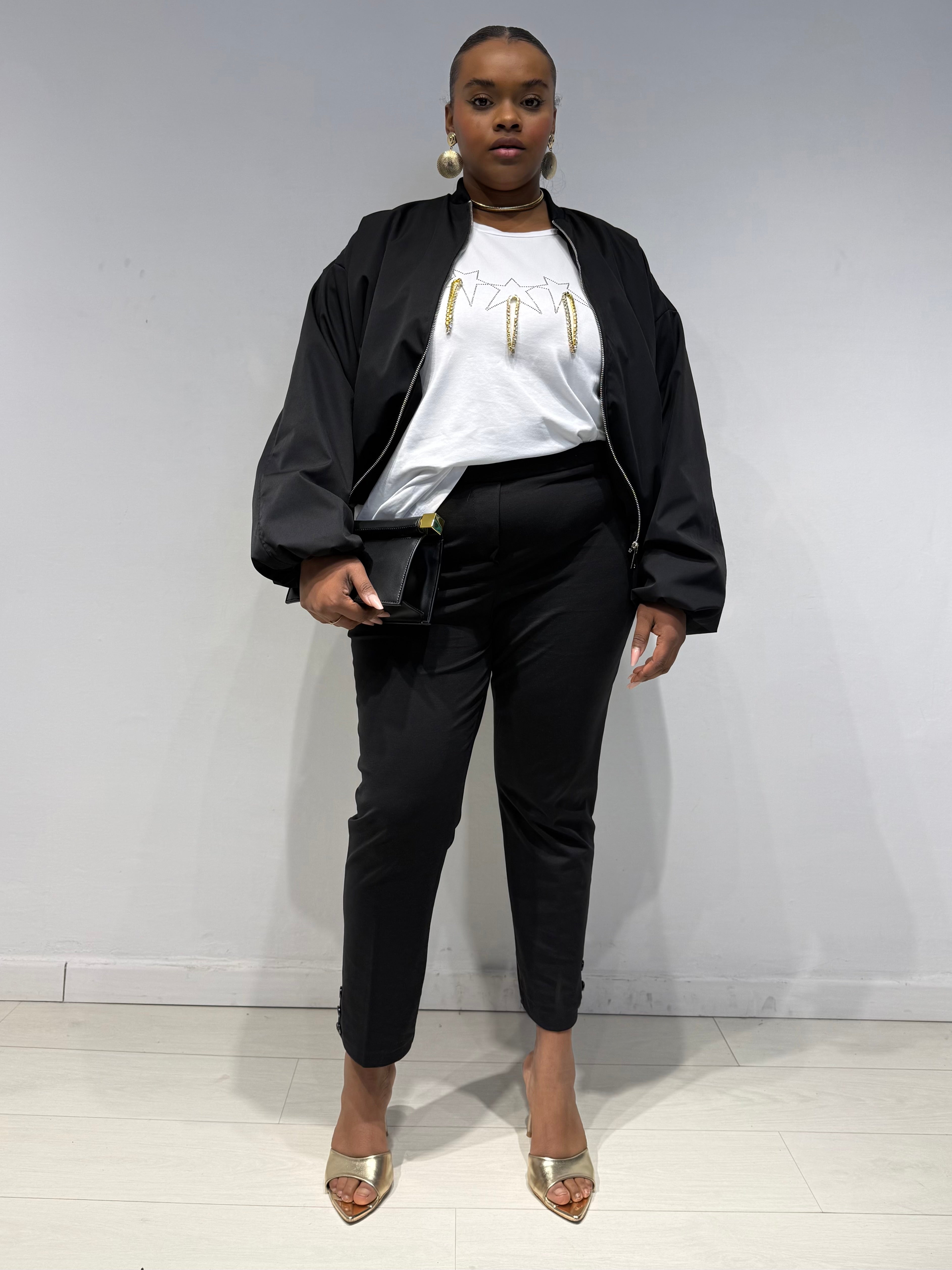 Pantaloni Sigaretta Punto Milano Neri