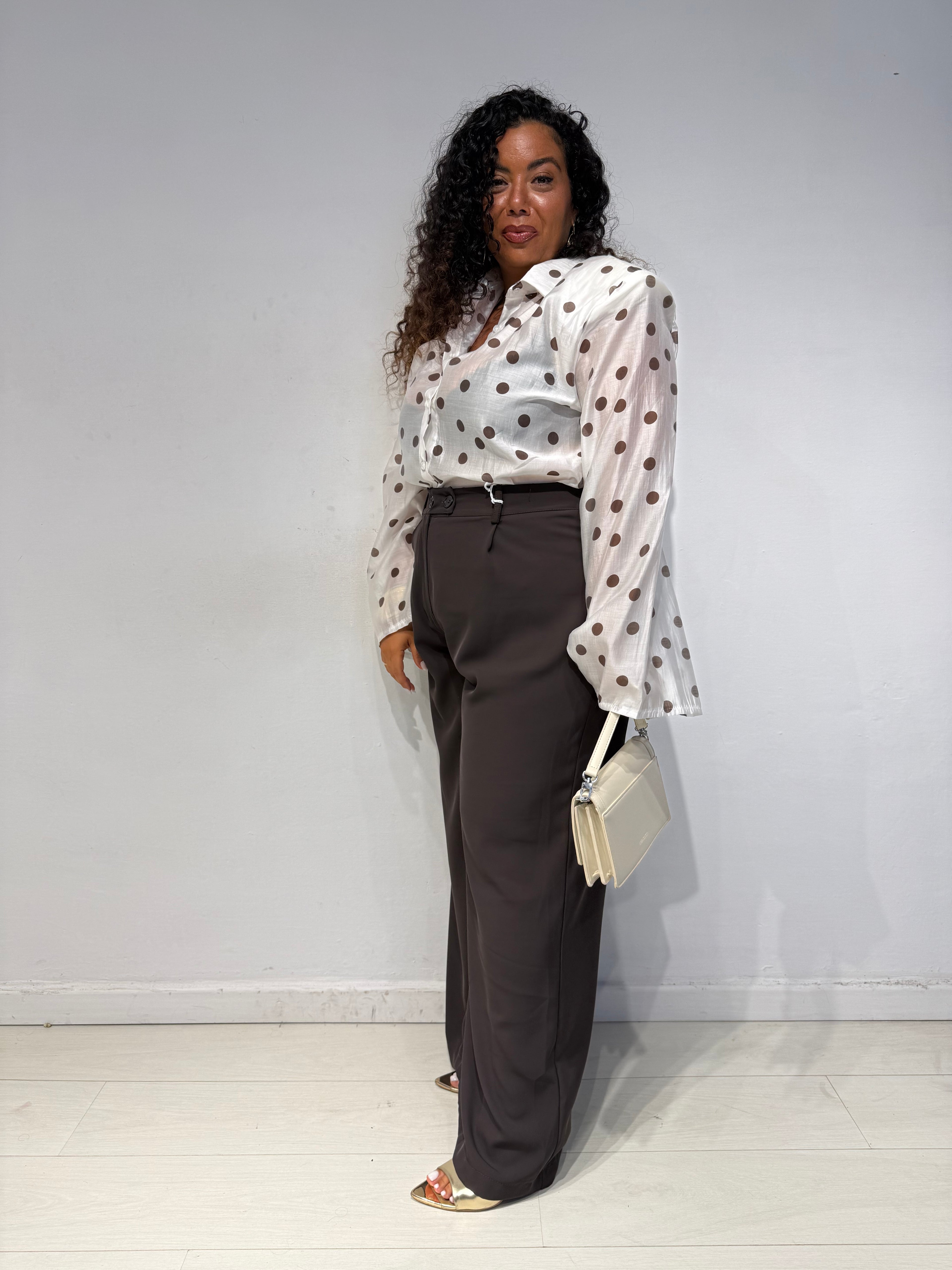 Camicia spalline Pois Bianca