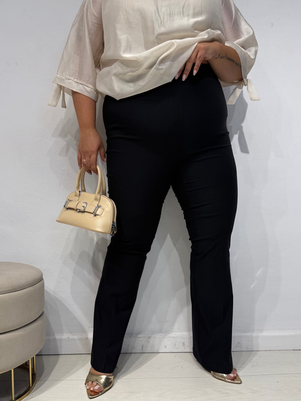 Pantaloni Zampa Cotone Nero