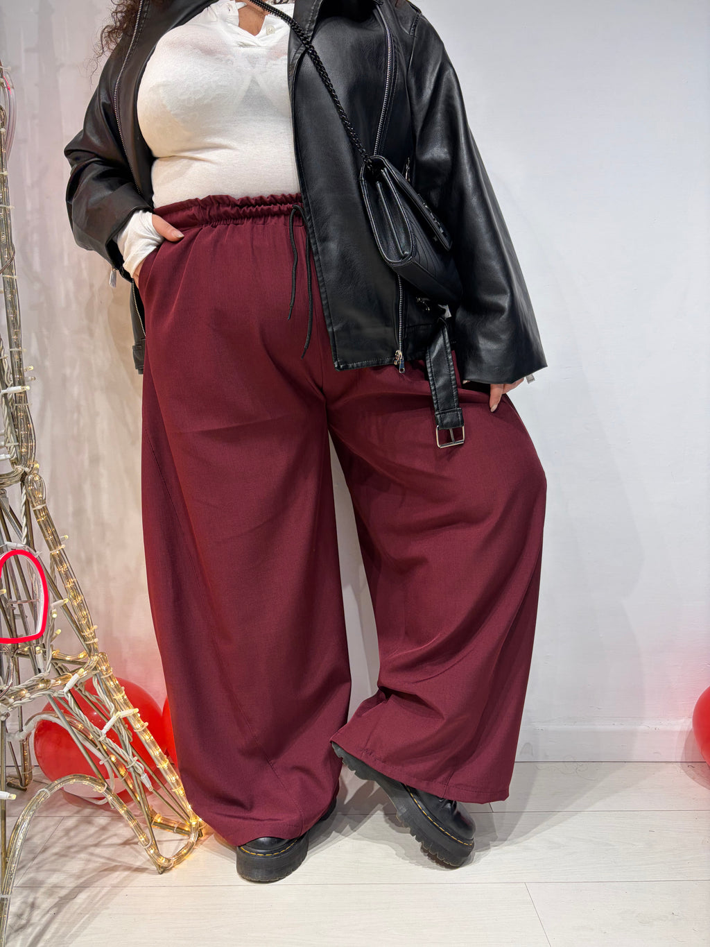 Pantaloni Balloon Bordeaux