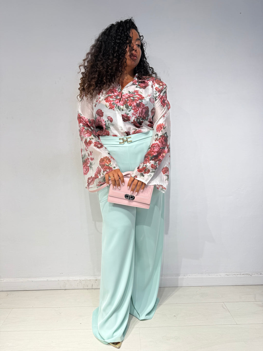 Camicia spalline Flowers Rossi