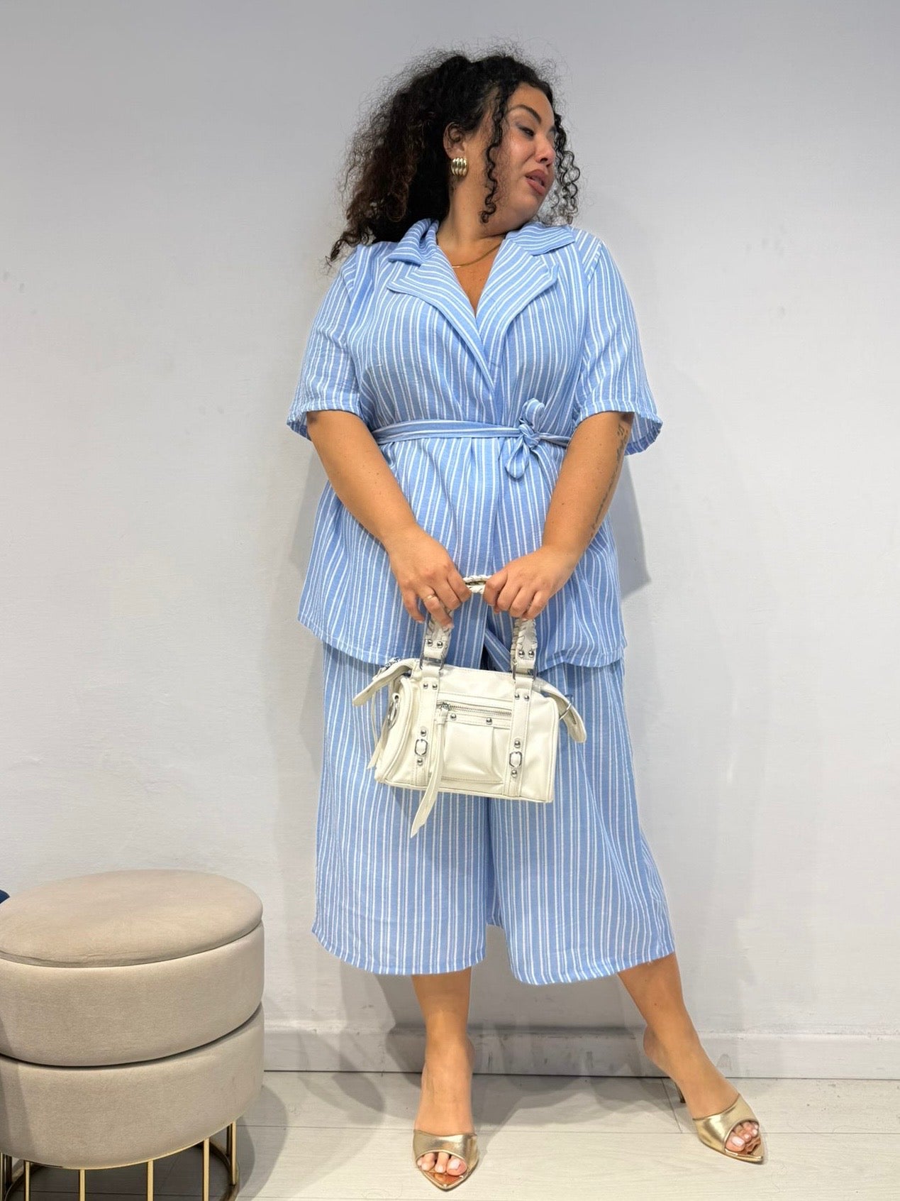 Coordinato Mille Righe Celeste