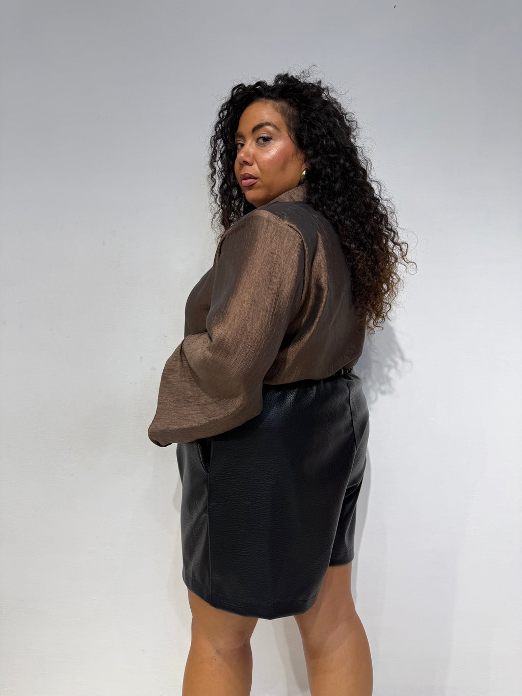 Shorts Ecopelle Martellato Nero