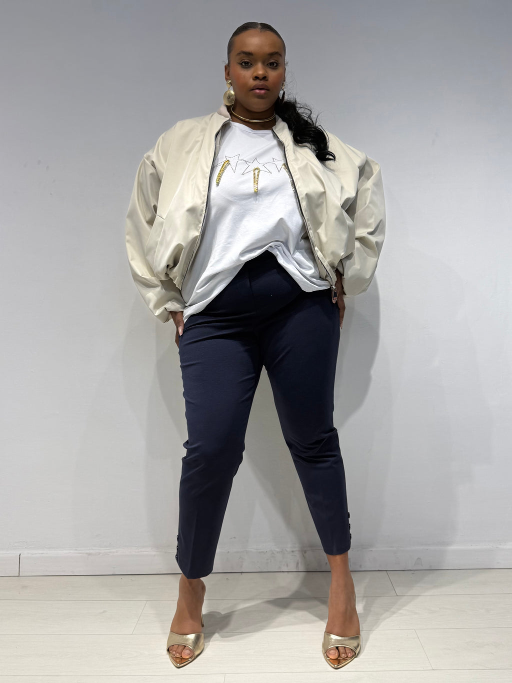 Pantaloni Sigaretta Punto Milano Blu