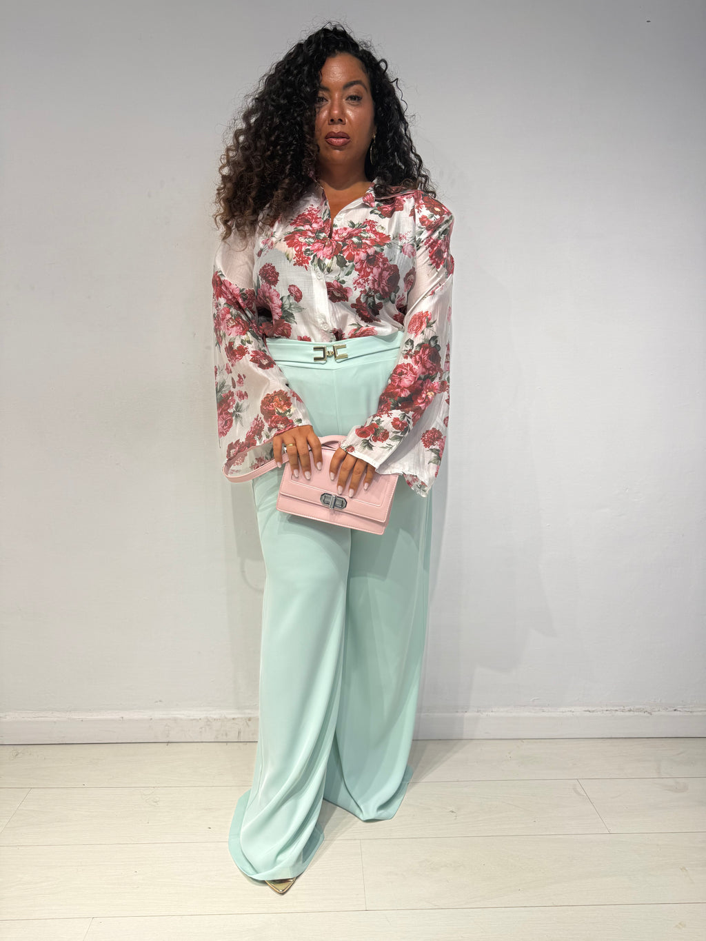 Camicia spalline Flowers Rossi