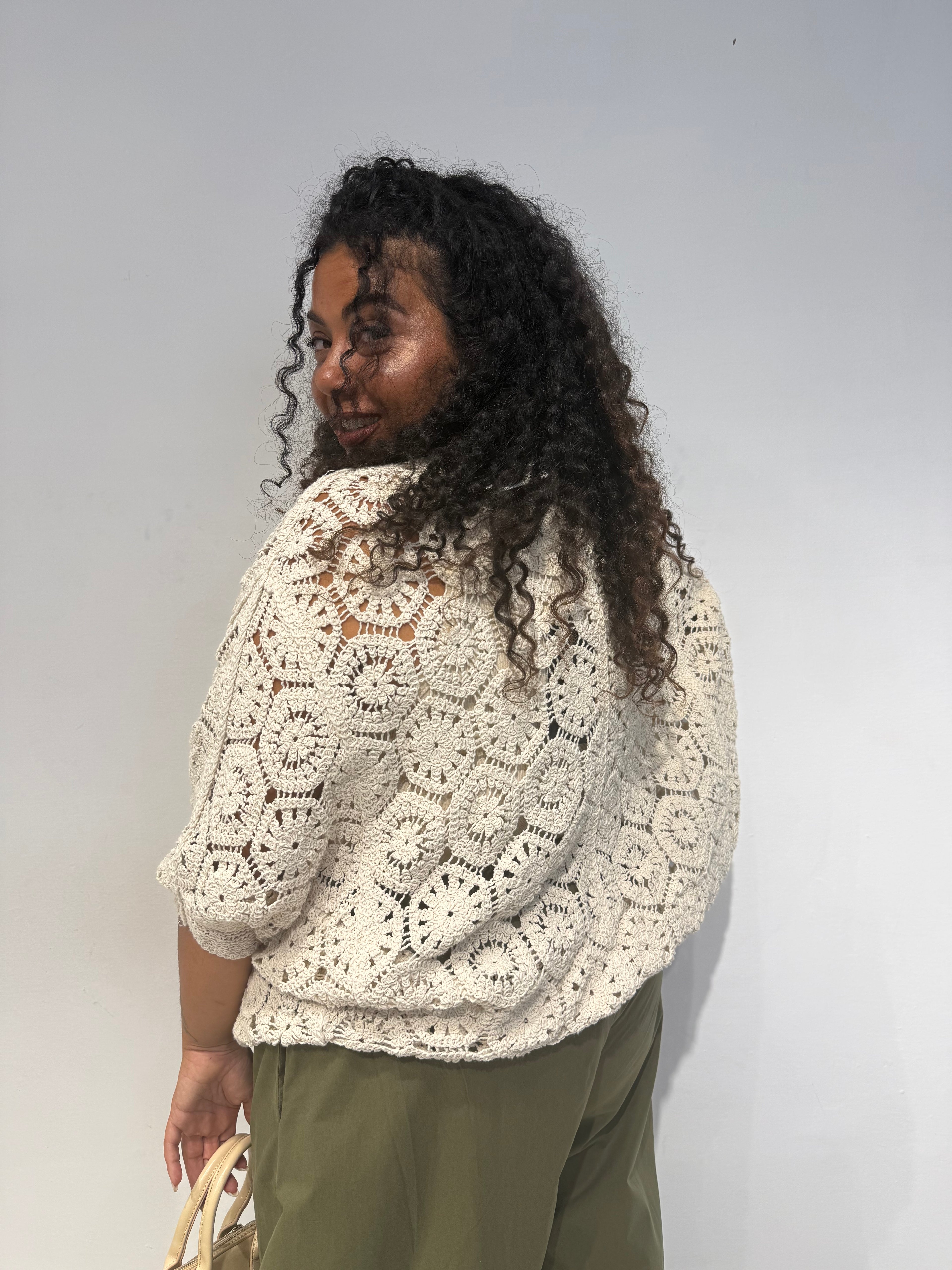 Cardigan Macramè Beige