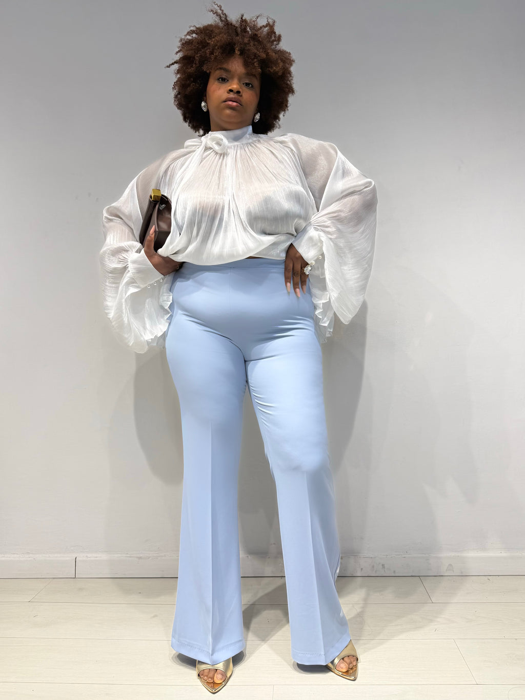 Pantaloni Kady Zampa Celesti