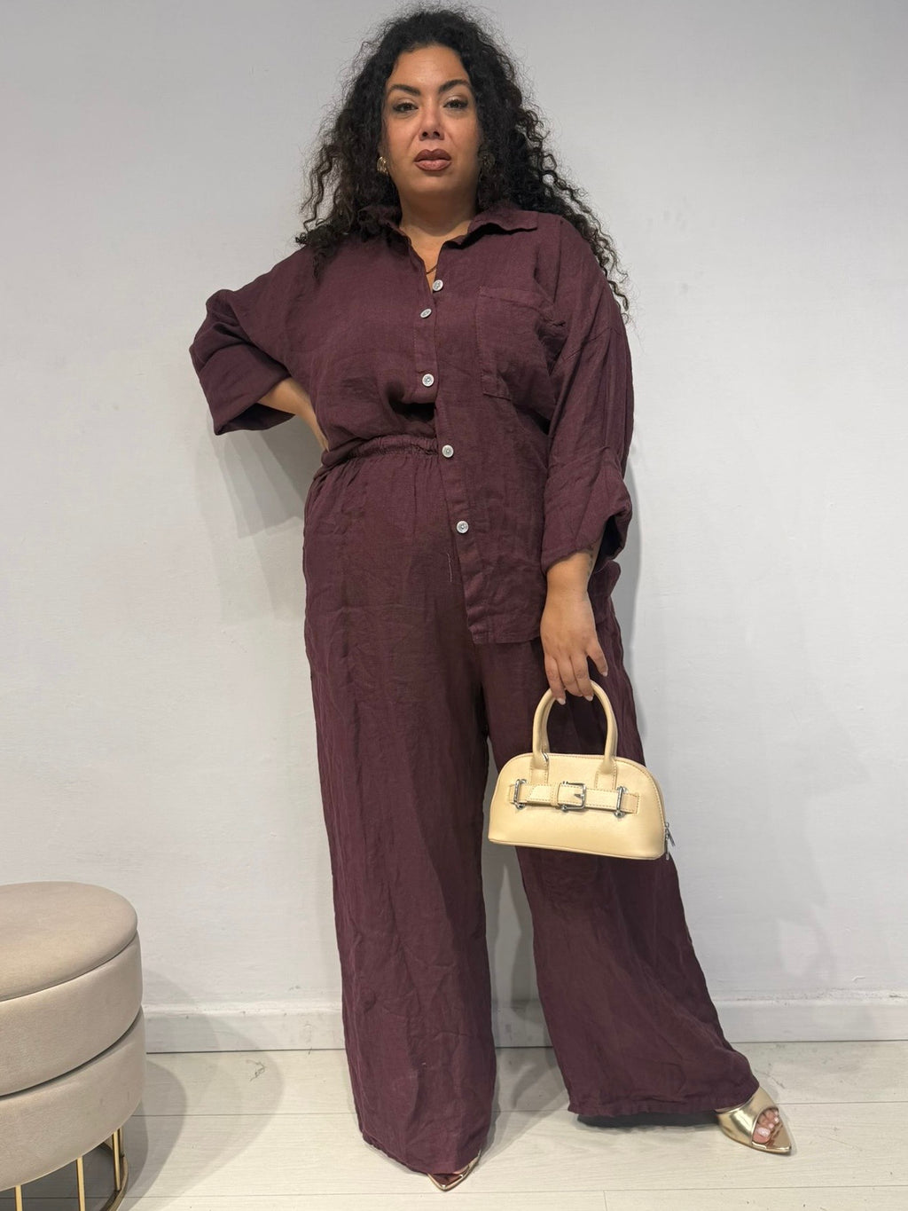 Coordinato 100% Lino Bordeaux