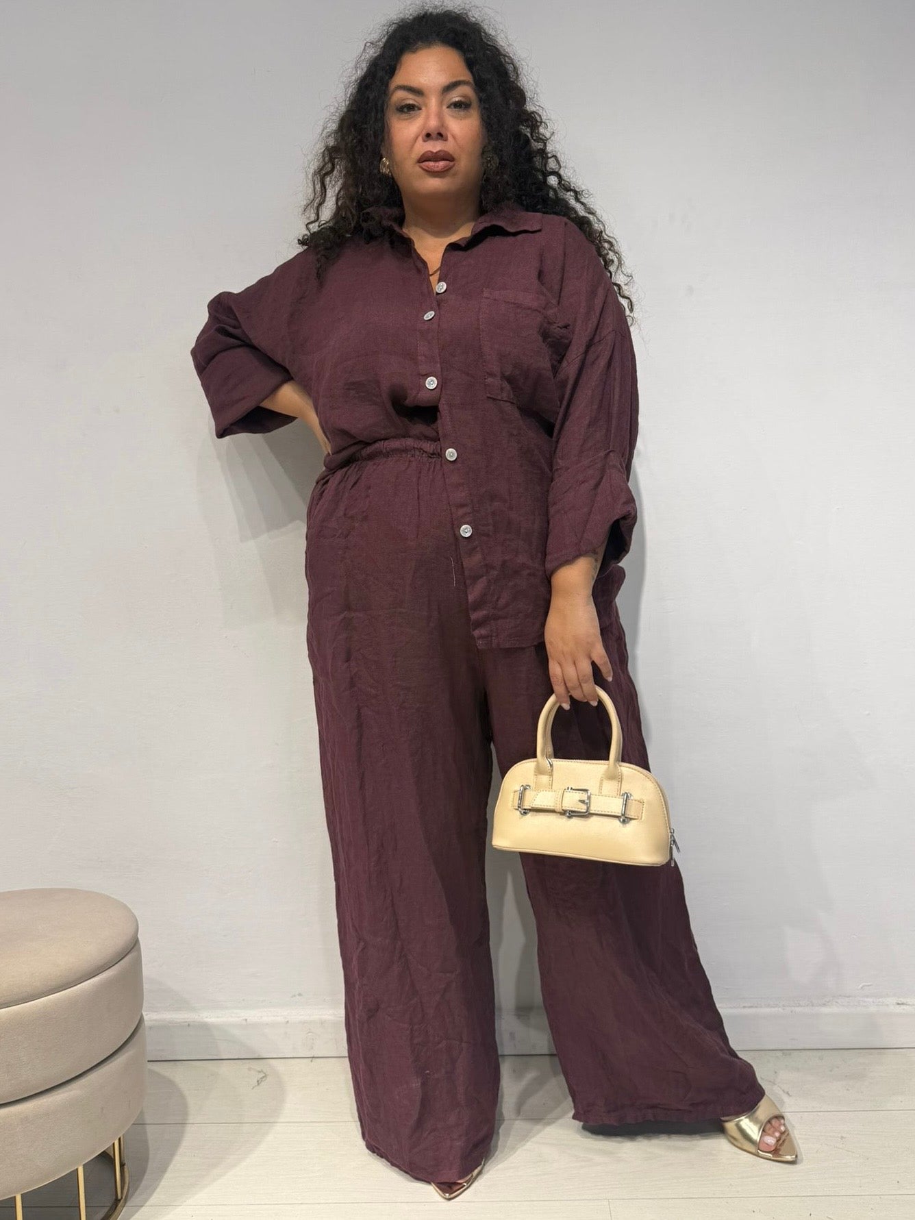 Coordinato 100% Lino Bordeaux