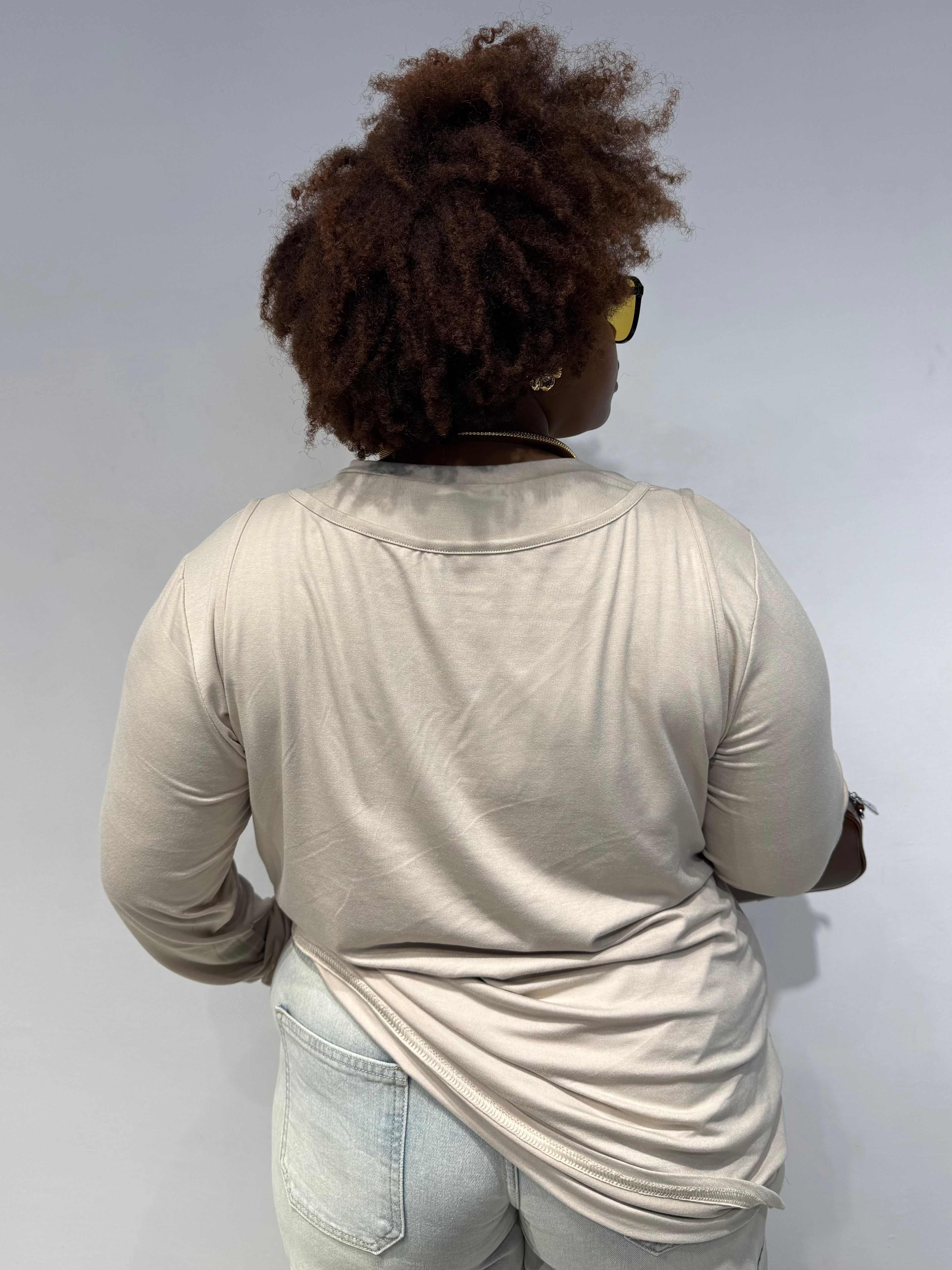 Maglia Due in Uno Beige