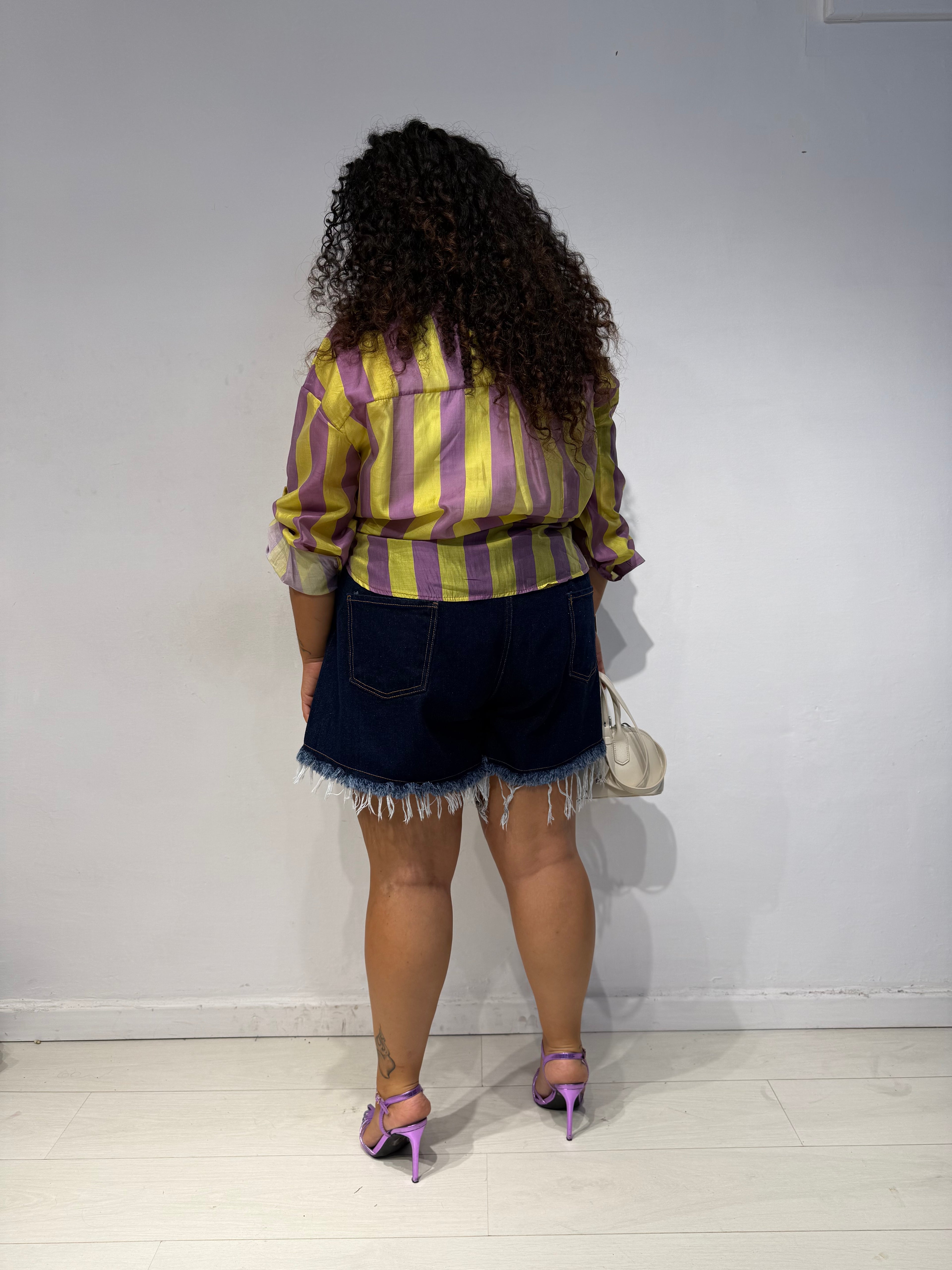 Shorts Denim Sfrangiato Blu