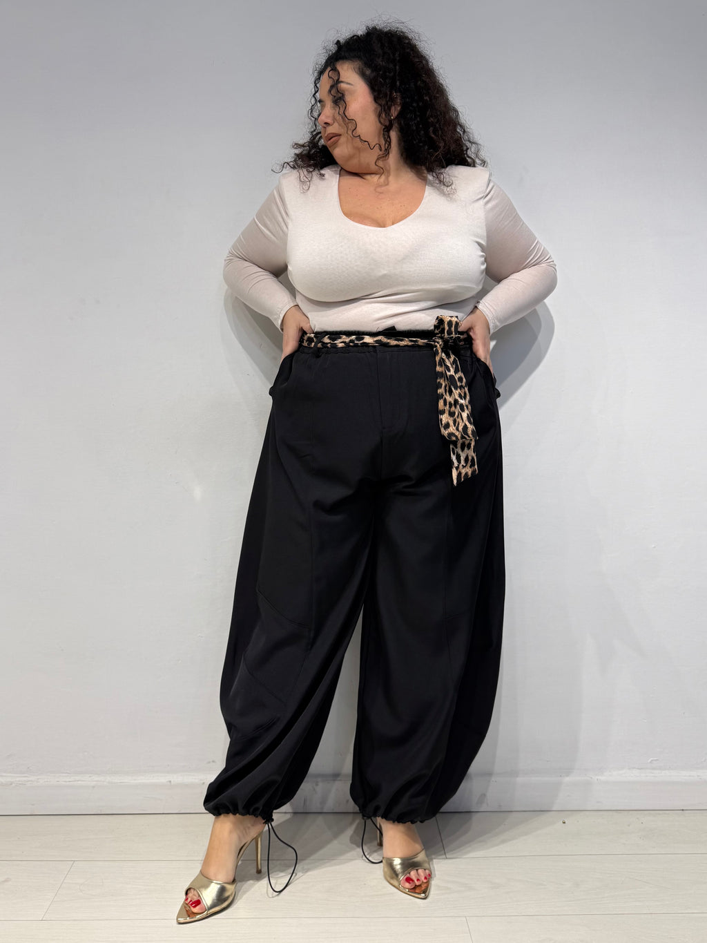 Pantaloni Balloon Animalier Neri