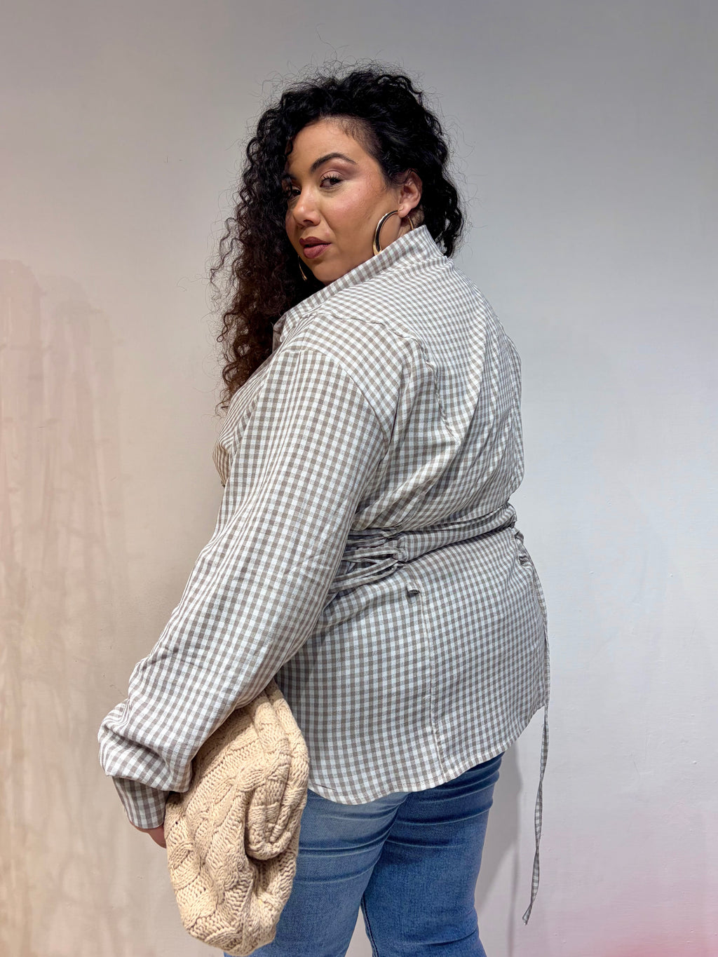 Camicia Stringhe Beige