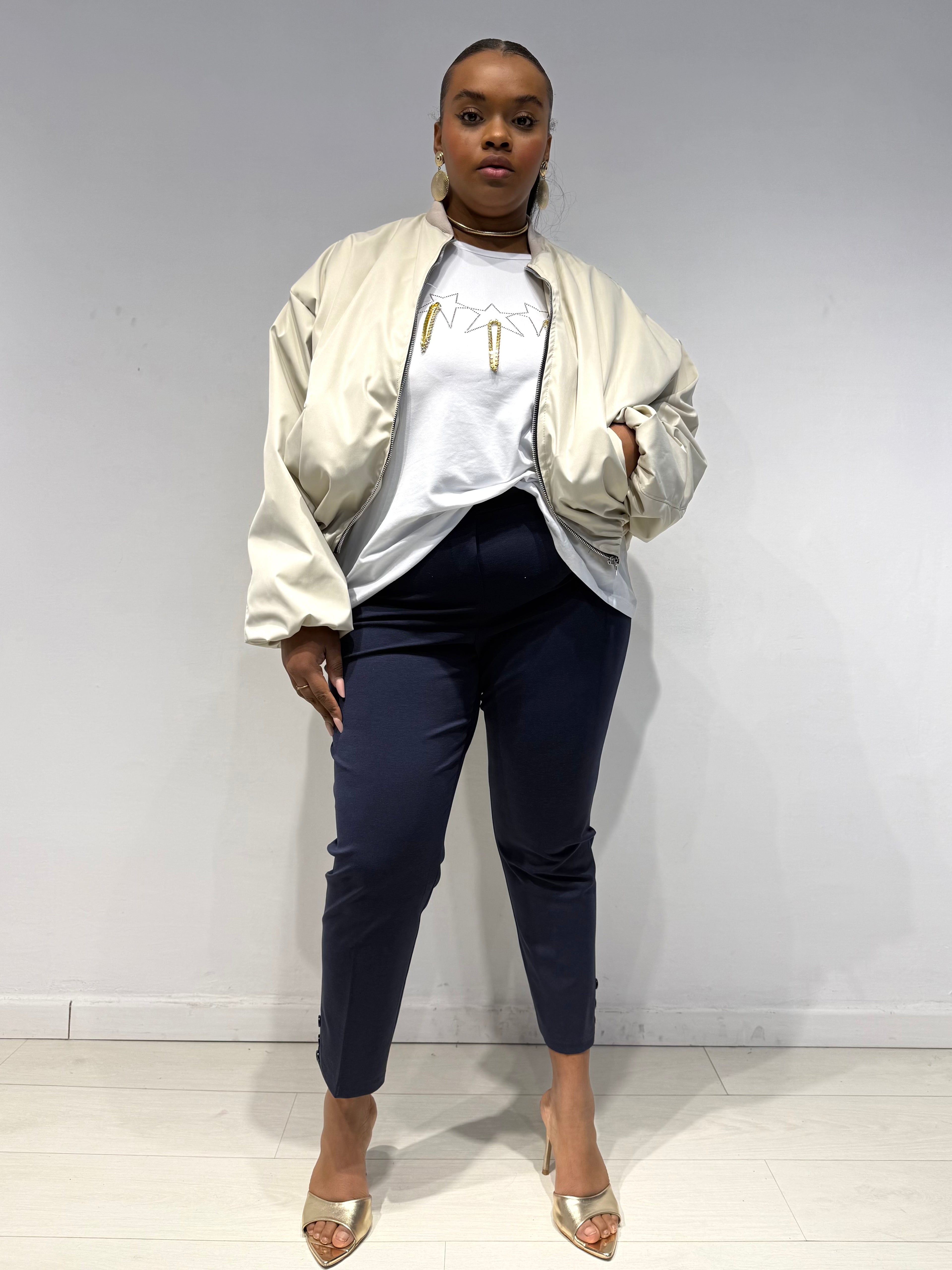 Pantaloni Sigaretta Punto Milano Blu